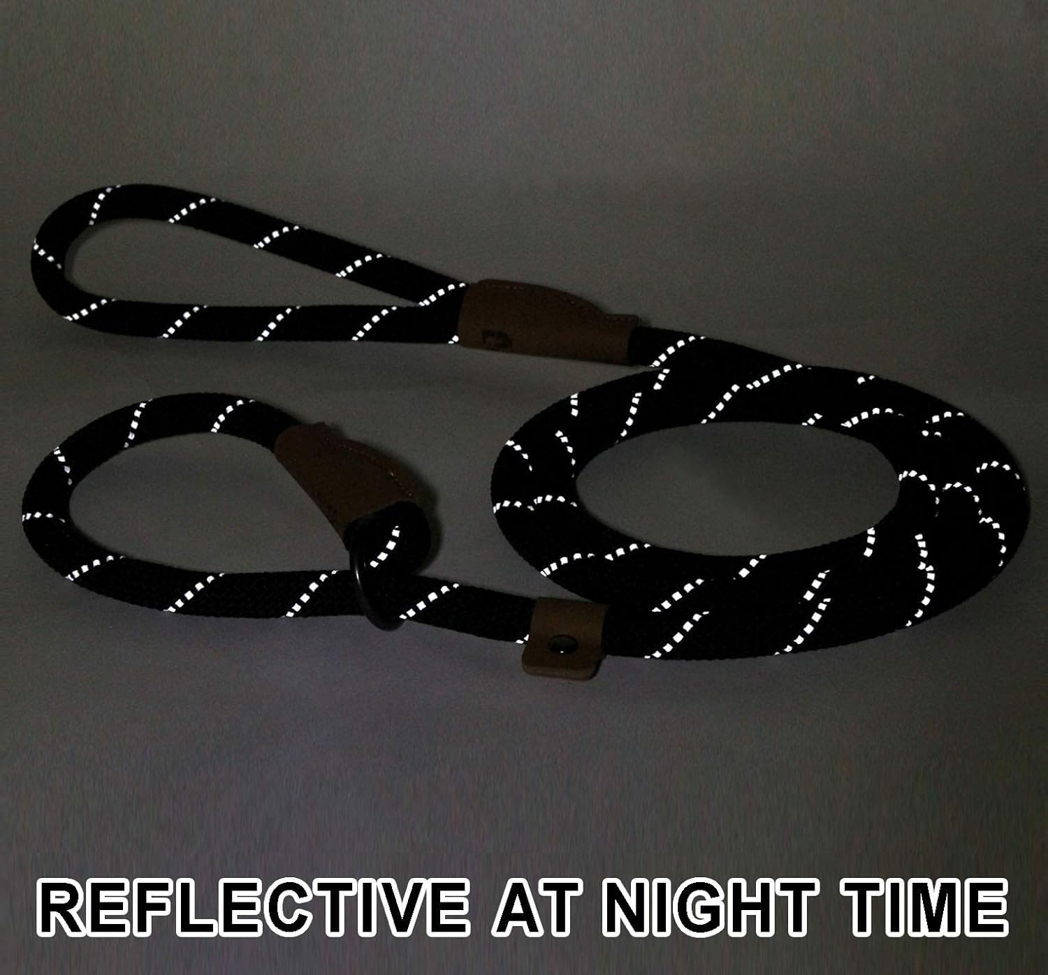 Slip Lead Dog Leash - 5Ft, 2 Sizes - Reflective Mountain Climbing Rope (Gray, 3/8)