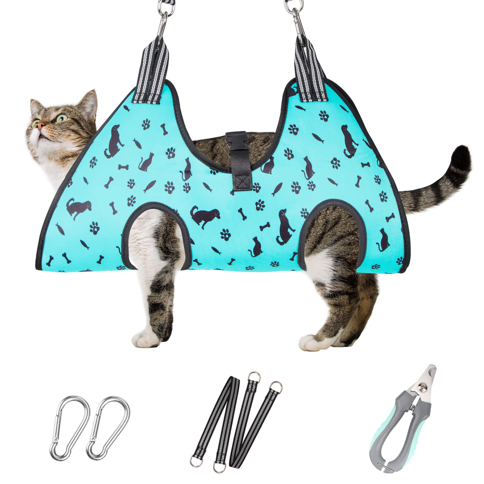 ATESON Dog&Cat Grooming Hammock - Pet Harness for Grooming Nail Trimming (XS 15lb), Dog Sling for Nail Clipping, Dog Hanging Hol
