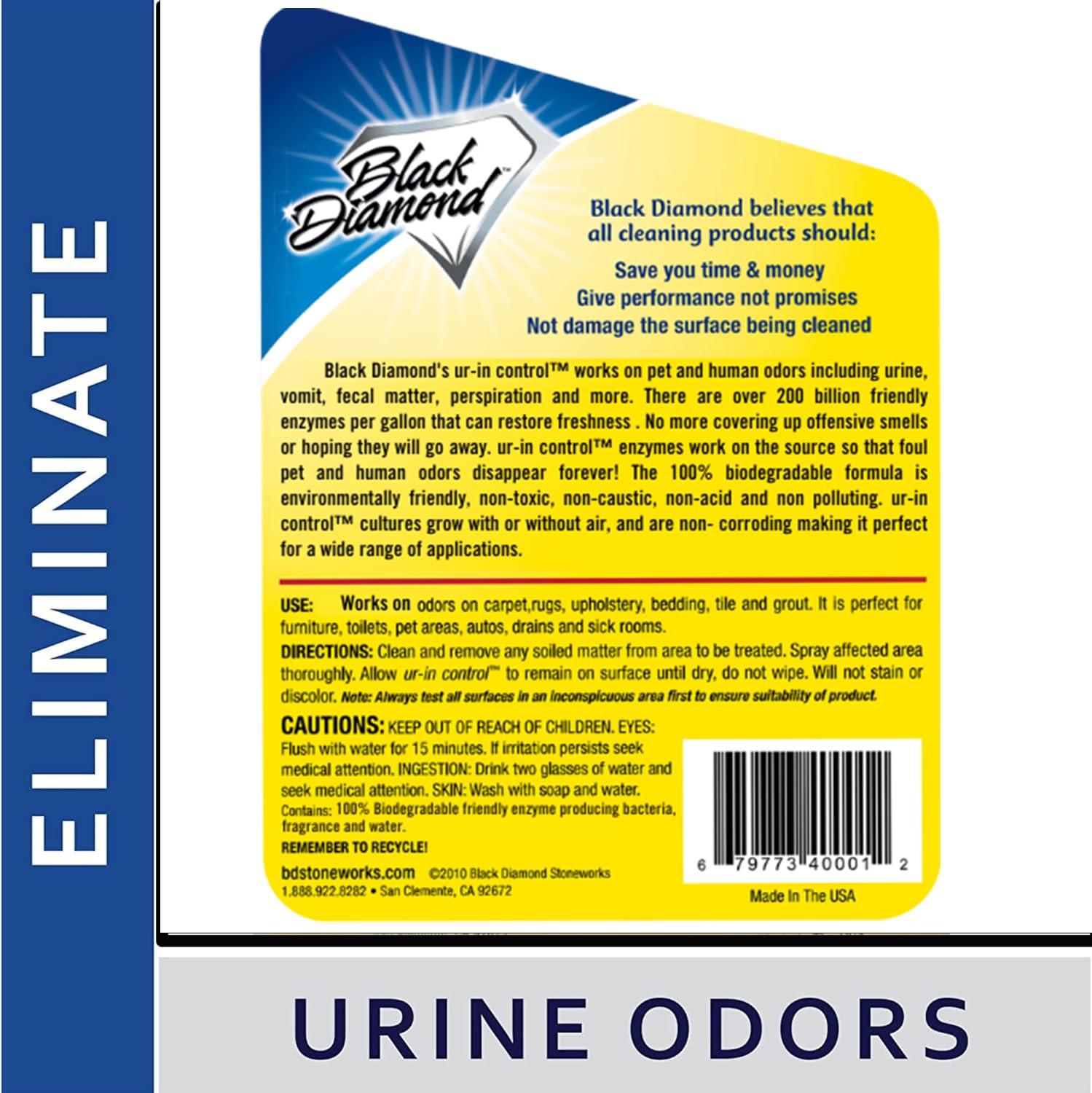Black Diamond Stoneworks Eliminates Urine Odors – Controls Cat, Dog, Pet & Human Smells From Carpet, Furniture, Mattresses, Grout And Pet Bedding & Concrete. Biodegradable Enzymes 32 Oz. Spray
