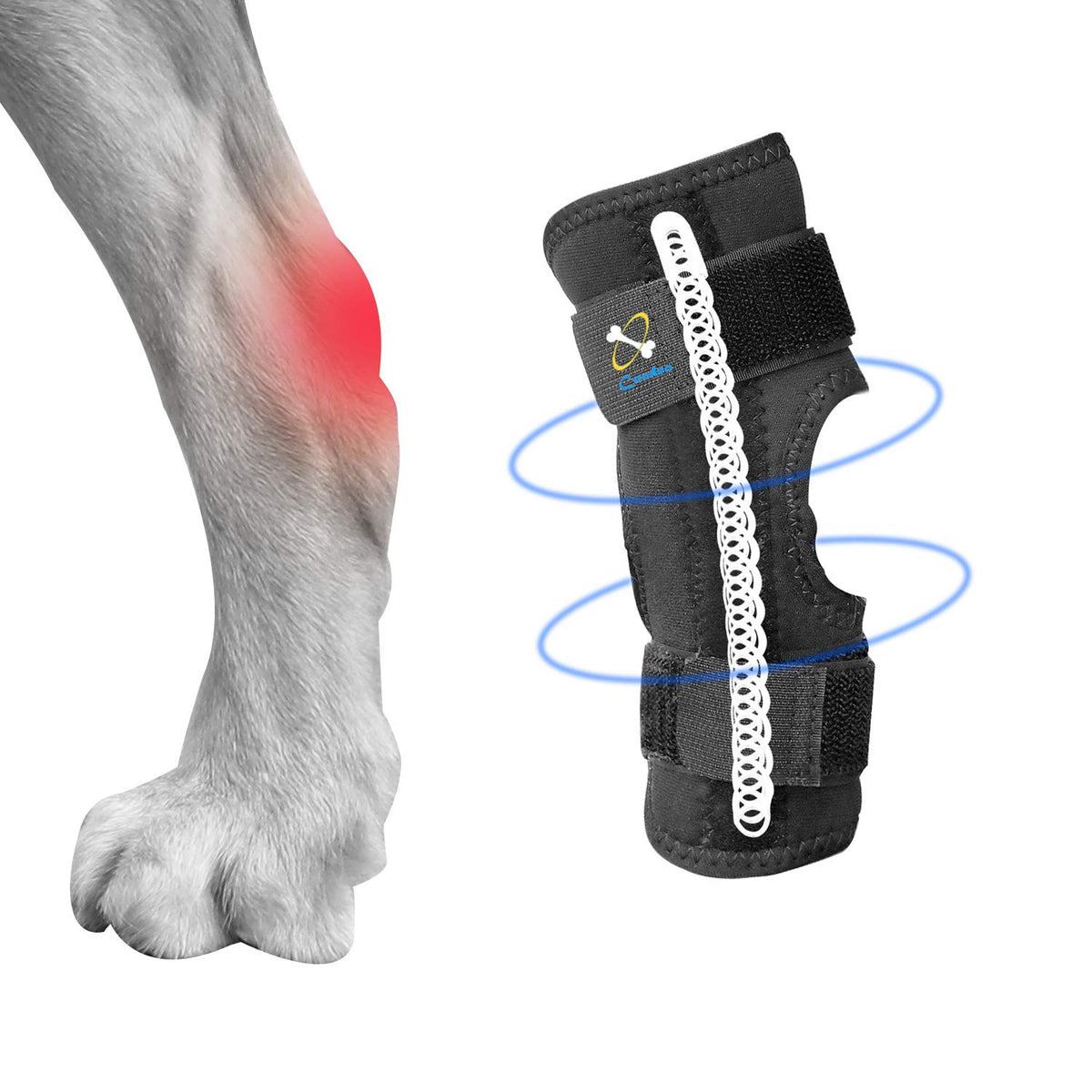 Powerful Dog Canine Rear Leg Hock Joint Brace With Metal Spring Strips, Strengthen Support Dog Back Leg Compression Wrap, Help D