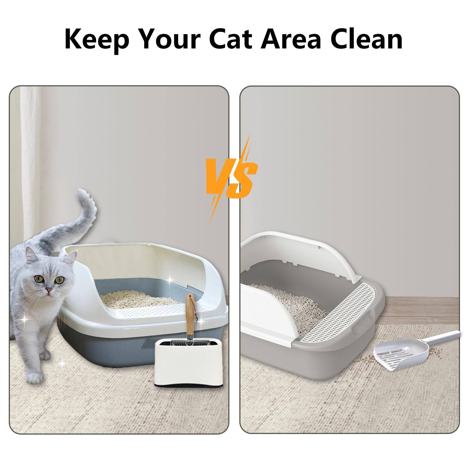 Armlulu Metal Cat Litter Scoop With Holder, Poop Scooper With Stand&2 Rolls Of Garbage Bag, Heavy Duty Stainless Steel Shovel Wi