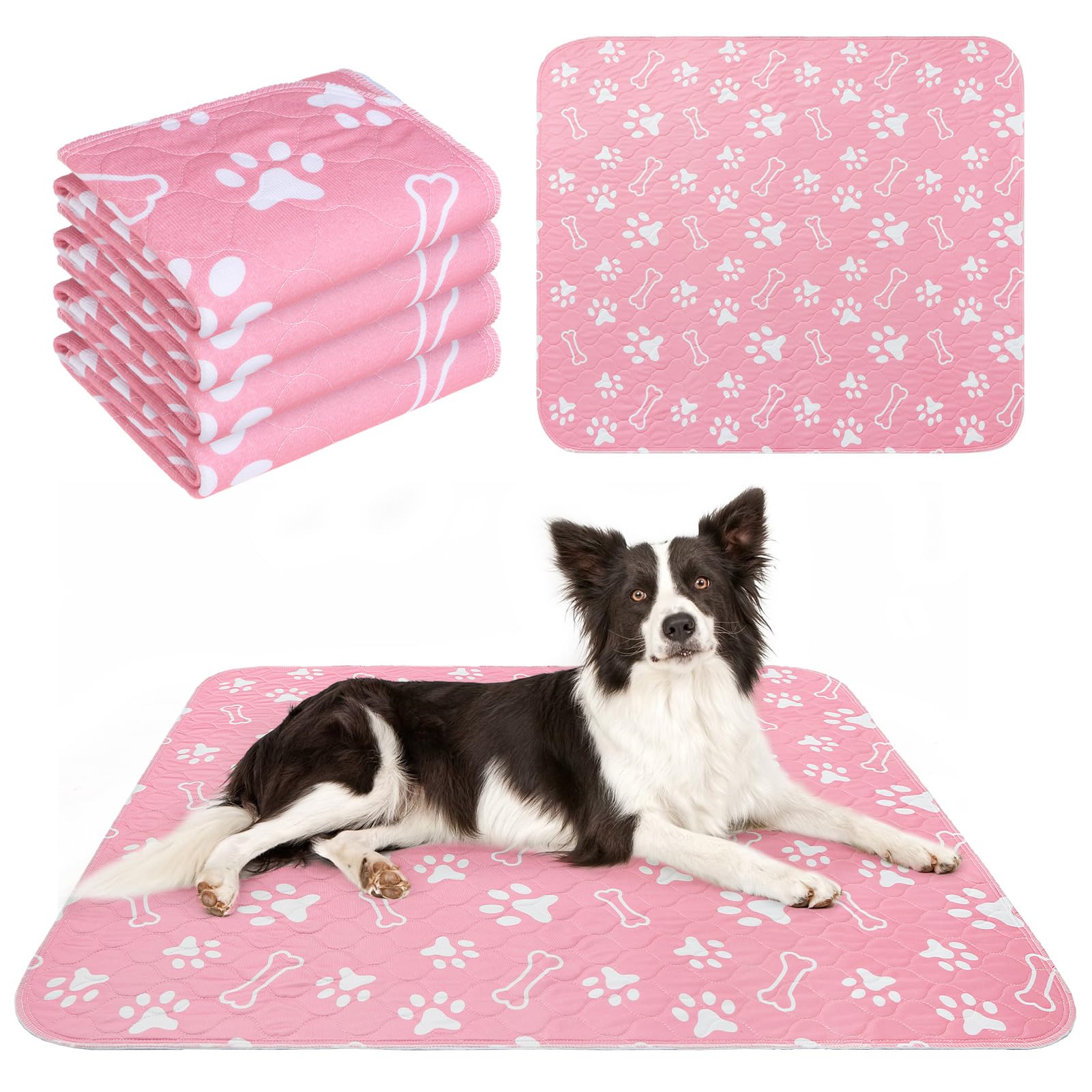 Beautyzoo 4 Pack Washable Pee Pads For Dogs, Reusable Puppy Pads For Potty Training, Waterproof Super Absorbent Whelping Pads Ma