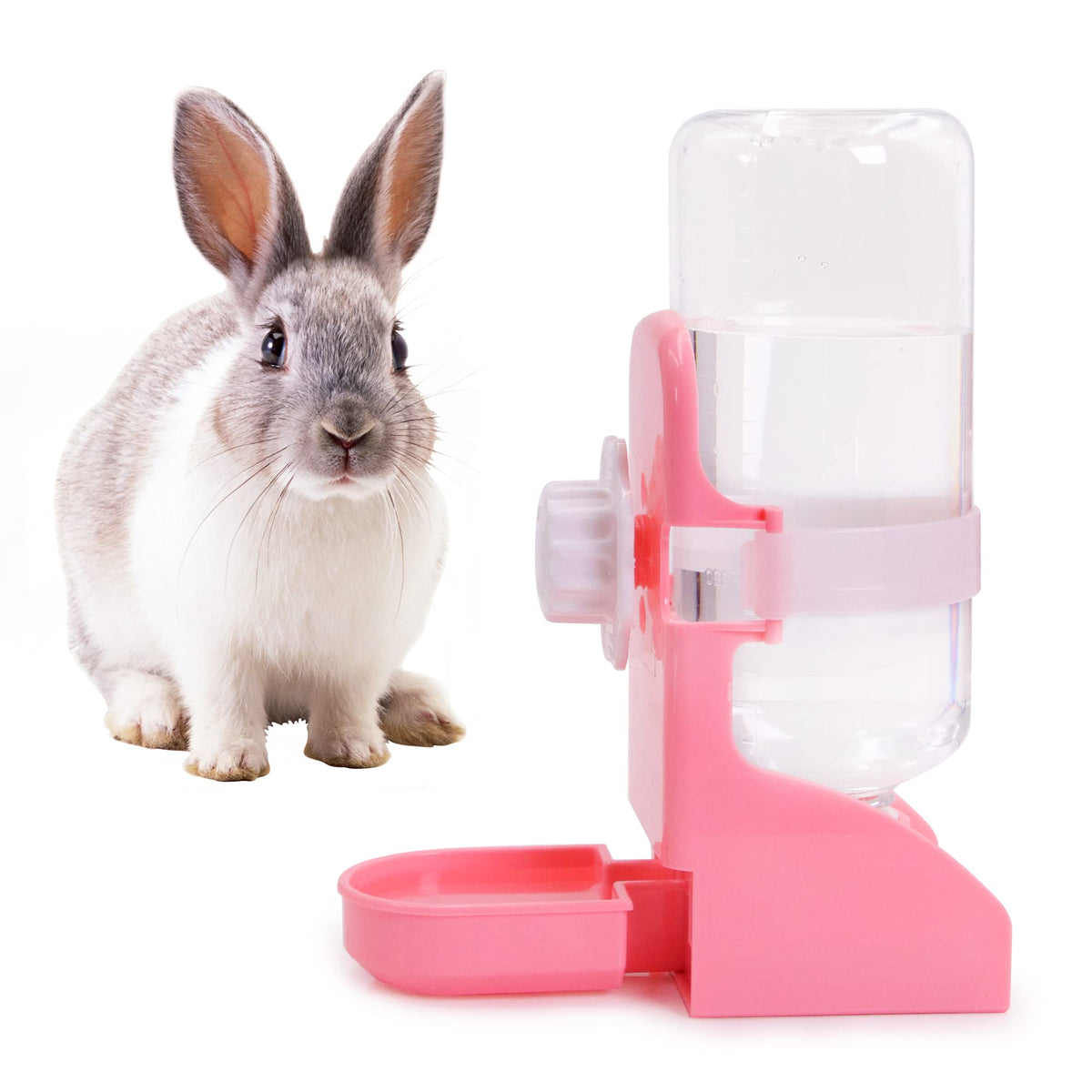 Llspet Rabbit Water Bottle Suspension Water Dispenser For Mini Pet Bunny Guinea Pig Chinchilla, 500Ml Automatic Water Bottle By Gravity Flow Supply(Pink)