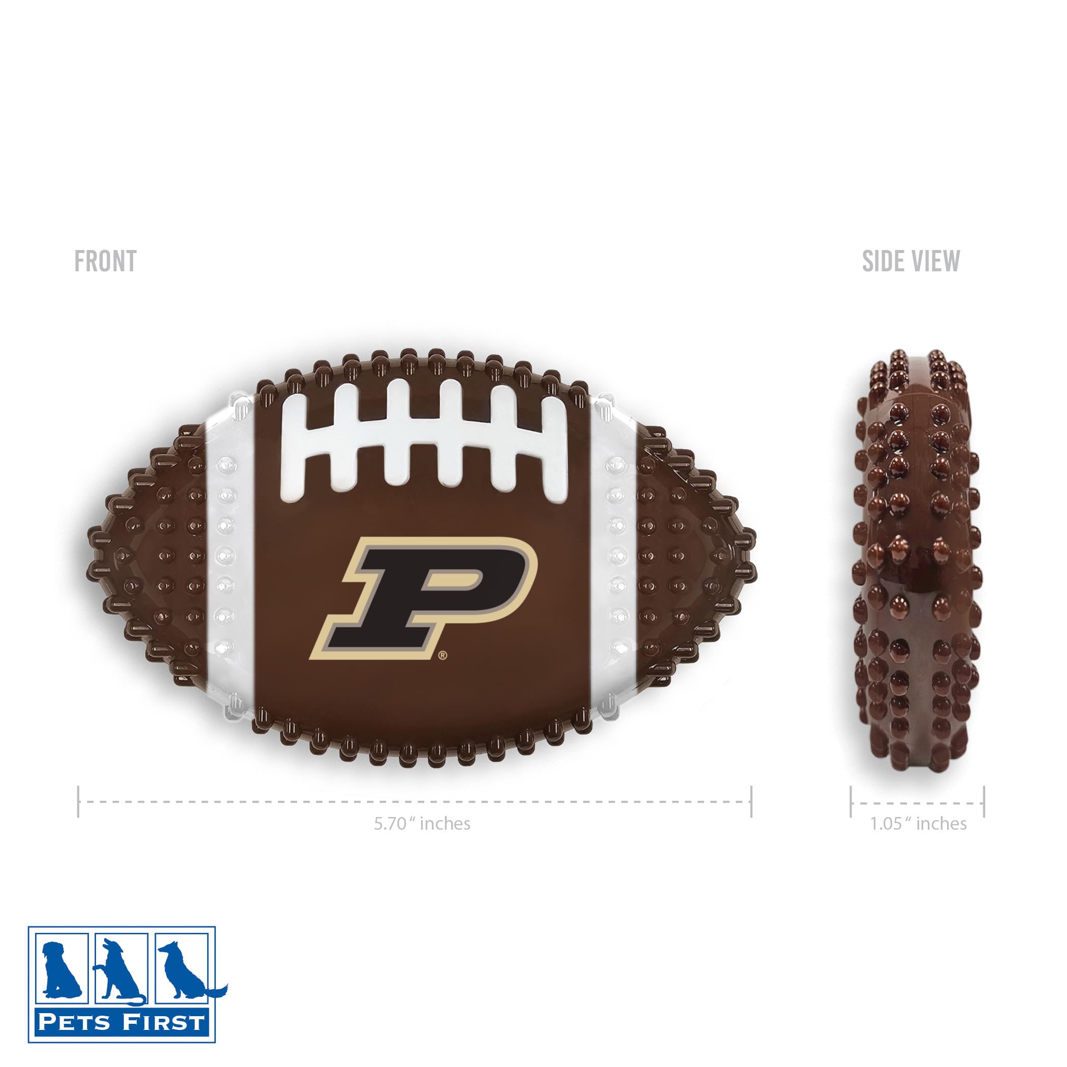 Ncaa Purdue Boilermakers Mega-Chew Hard Nylon Bacon-Flavored Dog Bone Football Chew Toy. Interactive Tasty & Fun Dog Chew Toy. I