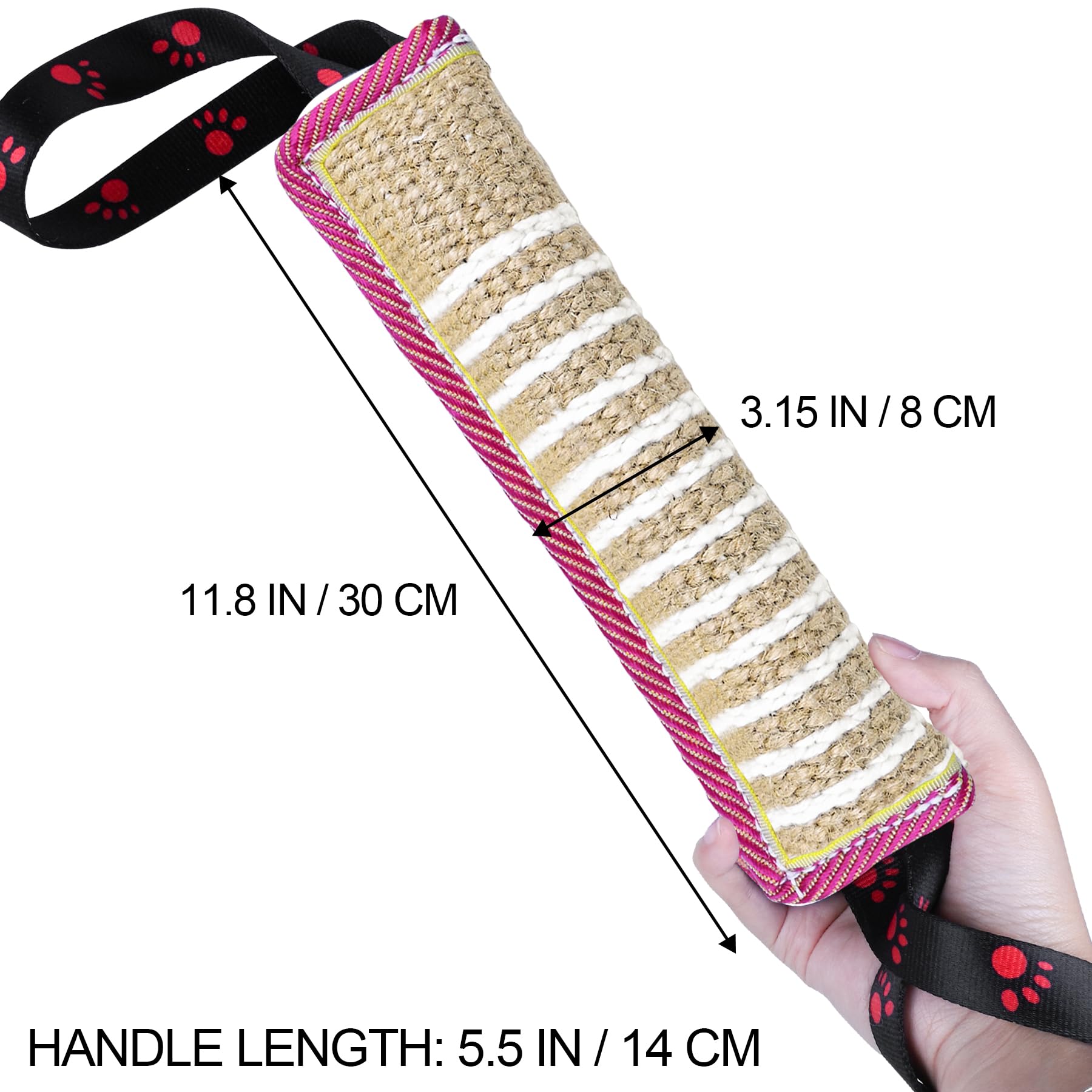 Dog Tug Toy Dog Bite Jute Pillow Pull Toy with 2 Strong Handles for Tug of War, Puppy Interactive Play, Tear Resistant Bite Trai