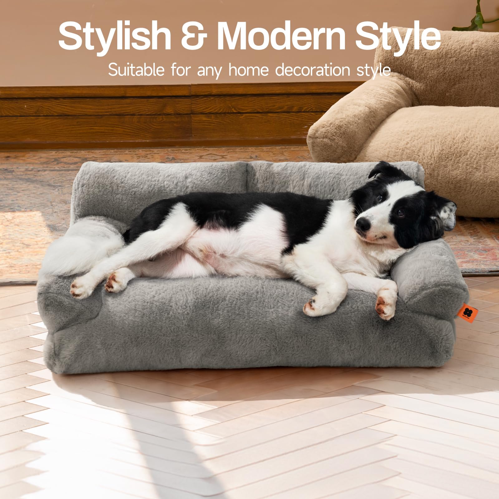 Mewoofun Cat Bed For Indoor Cats, Washable Dog Beds For Small Medium Dogs & Cats, Fluffy Cat Couch With Non-Slip Bottom (Grey, 3