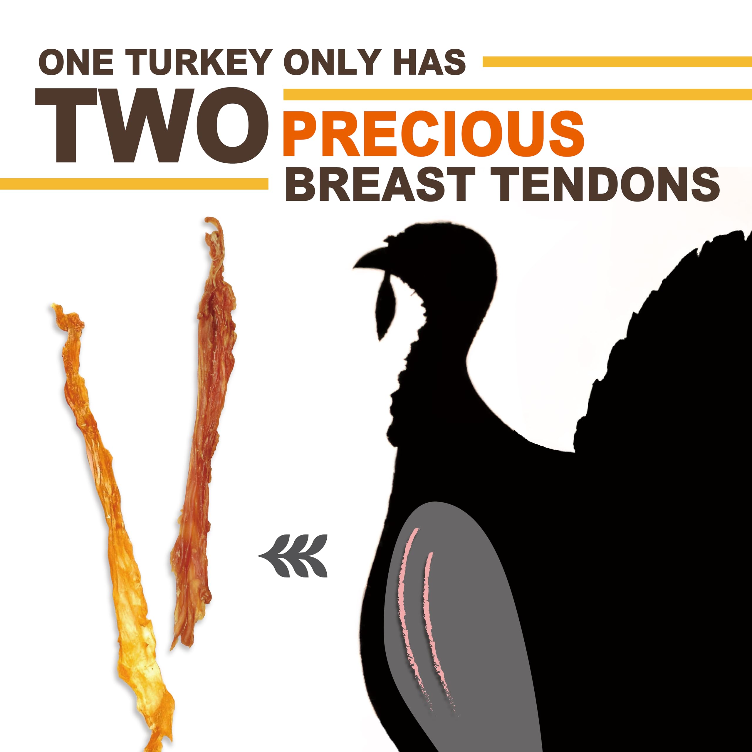 Gootoe Turkey Tendon Dog Treats - 100% USA-Sourced, Natural Snack, Premium Training Chews, Hypoallergenic, Reseal Value Bags, Si