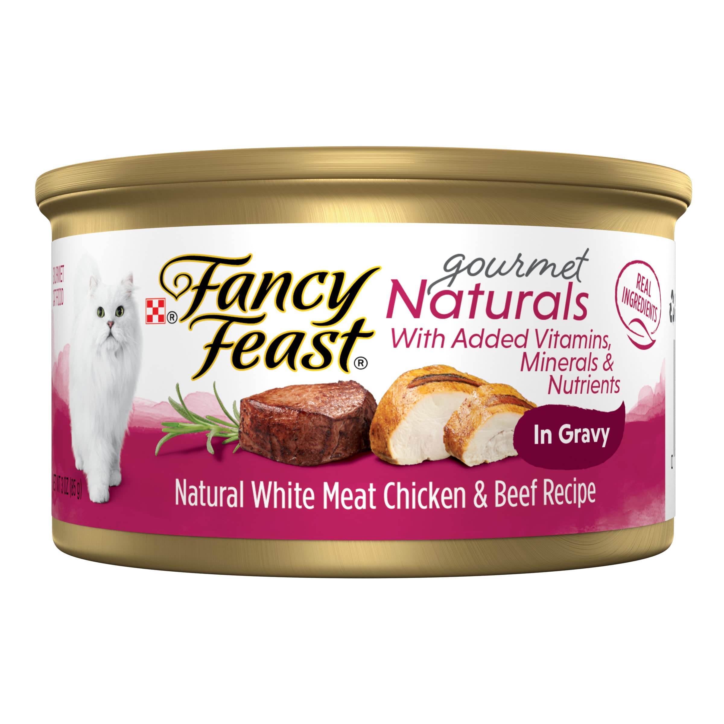 Purina Fancy Feast Wet Cat Food Natural Gourmet Naturals Natural White Meat Chicken and Beef Recipe in Wet Cat Food Gravy - (Pac
