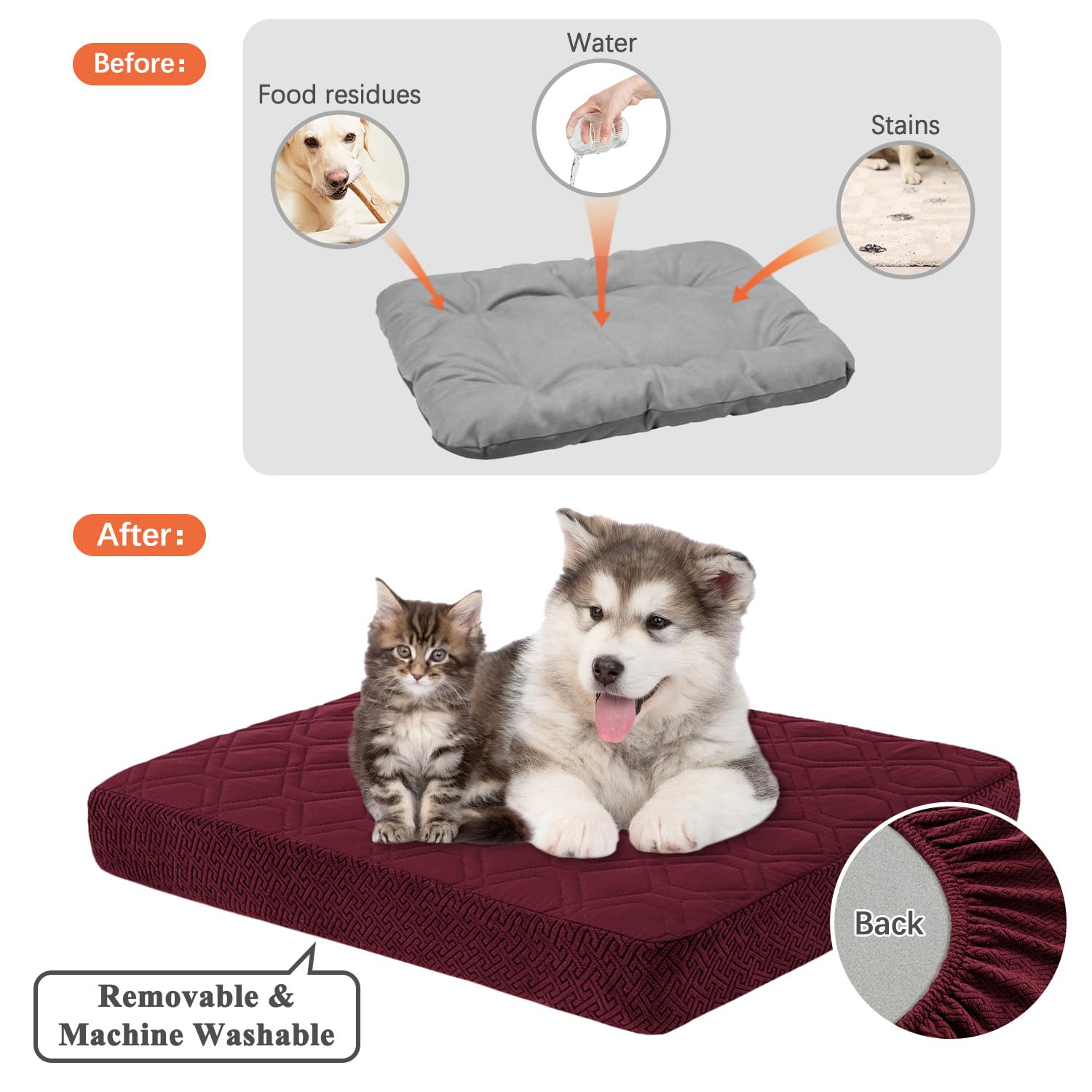 Dog Bed Covers Only - Waterproof Dog Bed Covers Quilted, Replacement Washable Pet Puppy Bed Cover For Dog Cat, Cushion Cover 30L