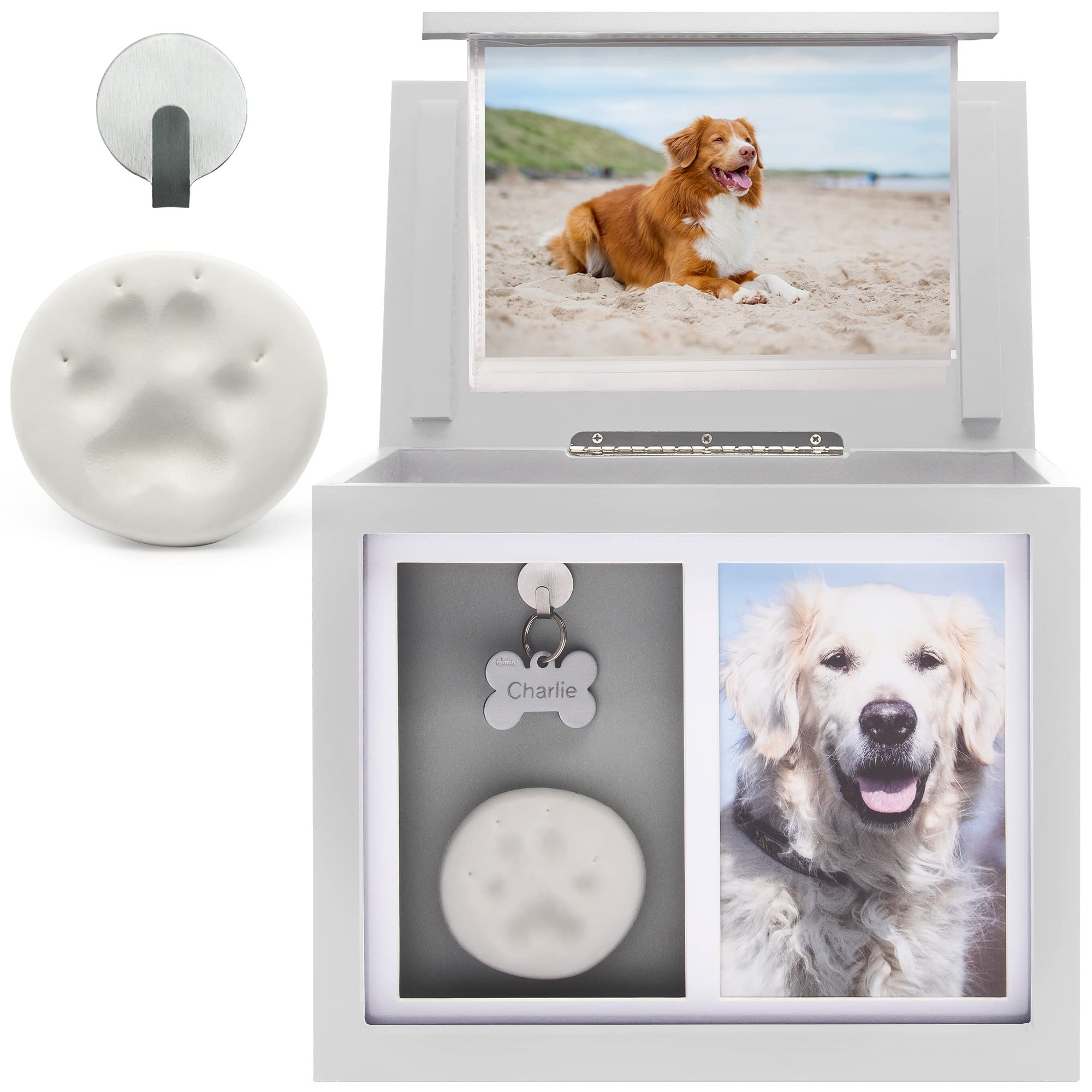 Chasing Tails Premium White Pet Urn - Large Memorial Dog Ashes For Keepsake, Urns For Dogs Or Cats, Pet Urns For Memorial - With