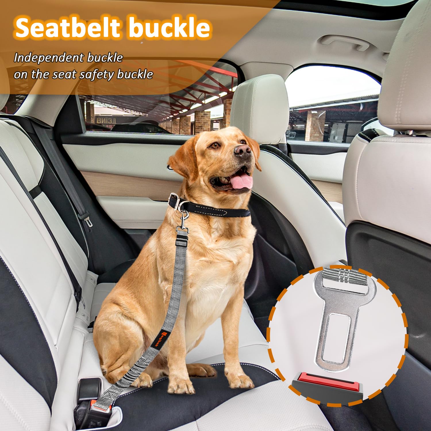 Removable Dog Seat Belt Harness For Car, 3 In 1 Pet Dog Car Seatbelt Leash, Retractable Restraint Secures To Vehicle Headrest &