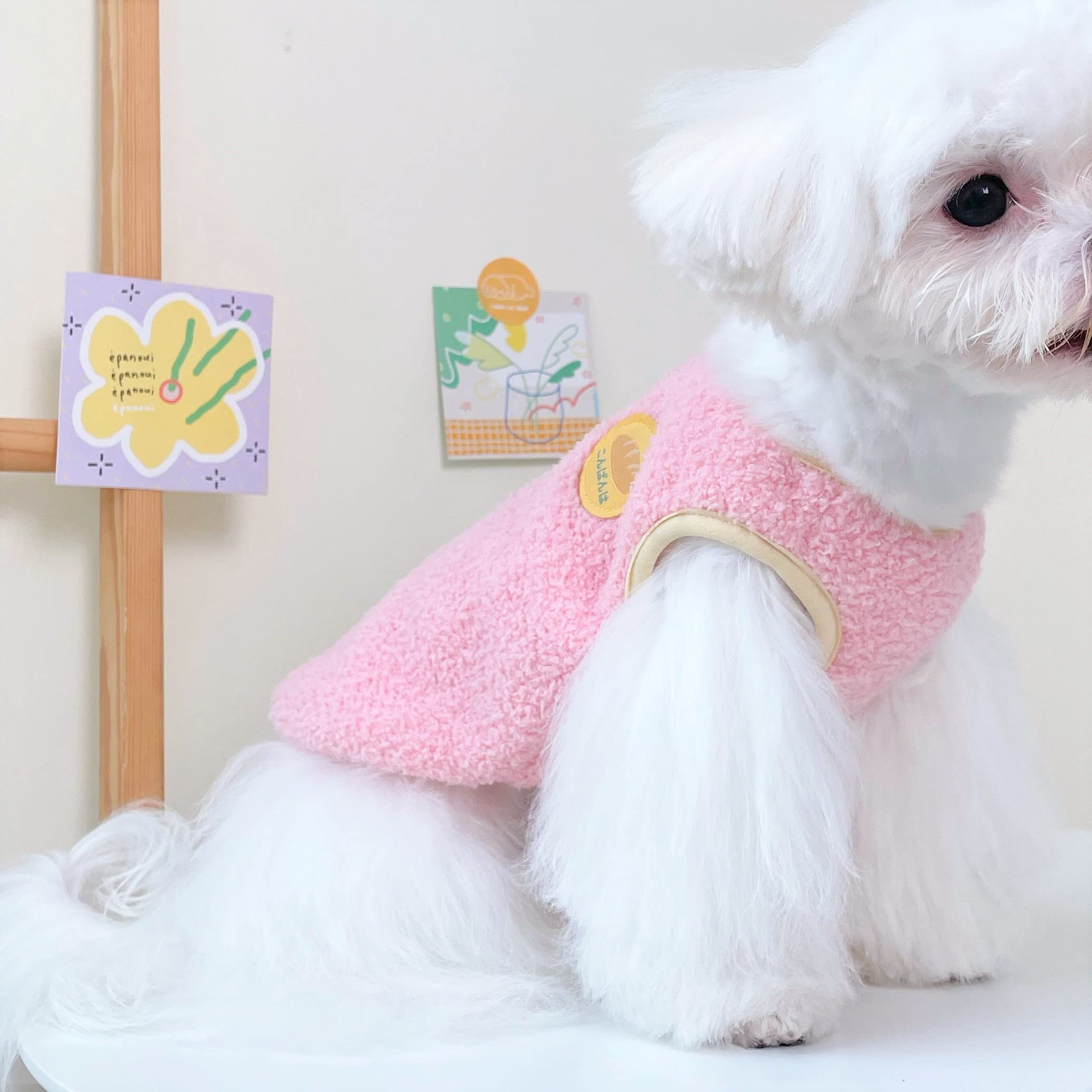 Loyanyy Fleece Lined Dog Vest For Winter Warm Soft Sweater For Small Medium Dog Cat Cute Puppy Kitten Clothes A Pink Medium