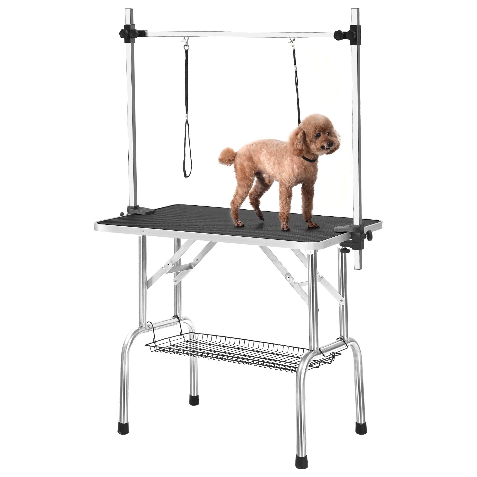 Furfox 36' Professional Dog Pet Grooming Table Adjustable Heavy Duty Portable W/Arm & Noose & Mesh Tray (Black)