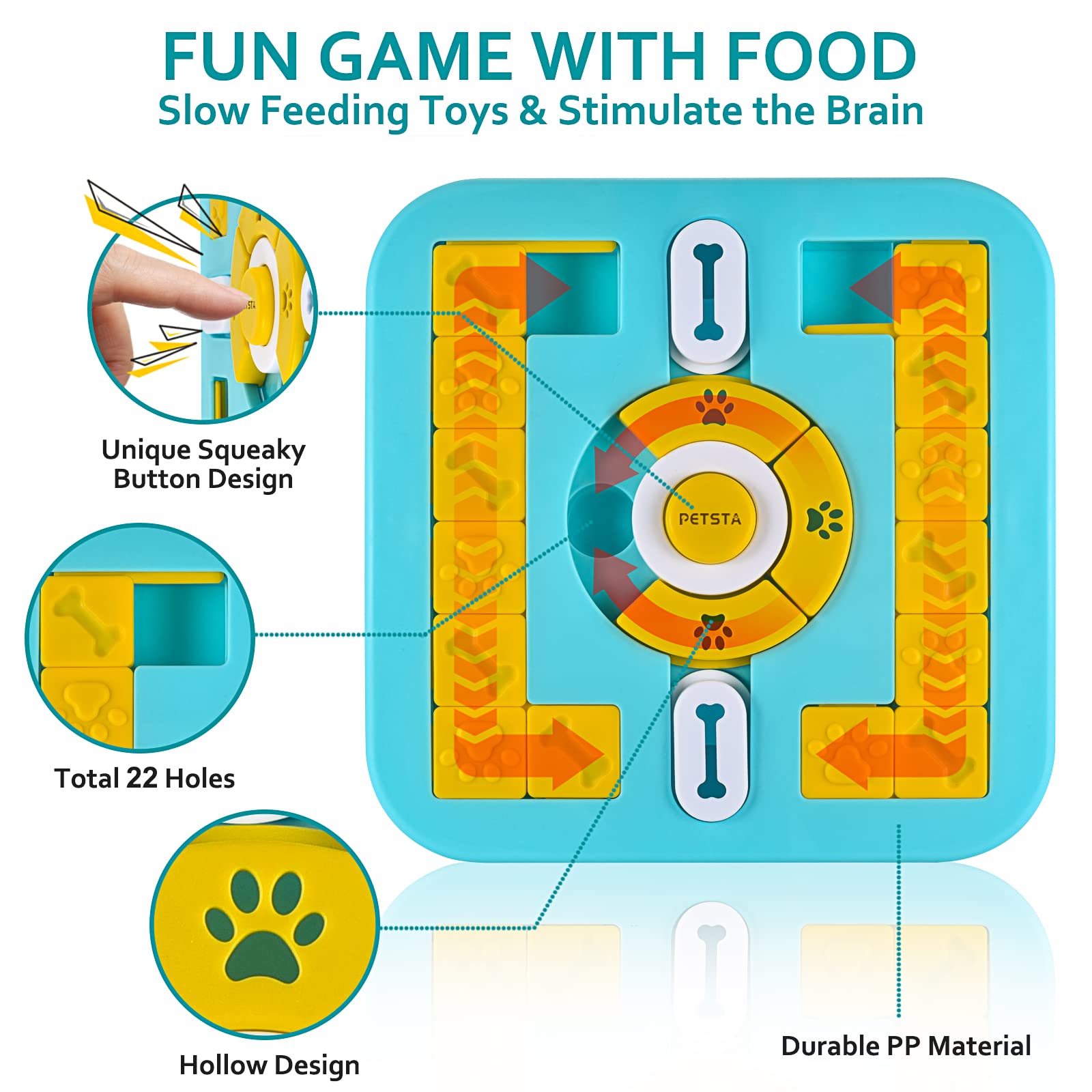 Puzzle Squeaky Treat Dispensing Cats Enrichment Toys for IQ Training and Brain Stimulation, Interactive Mentally Stimulating Toy