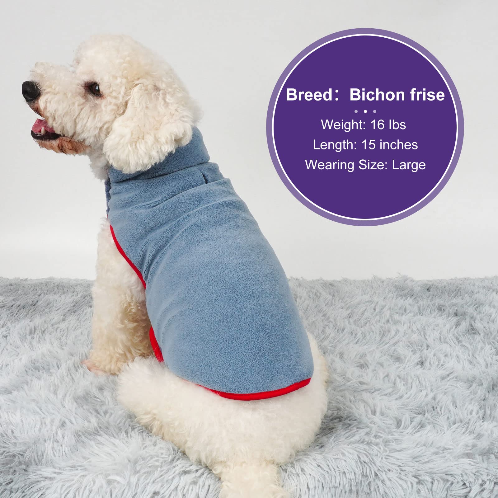 Cyeollo Reversible Sherpa Fleece Dog Jacket - Warm Winter Coats For Small Dogs, Blue Xl