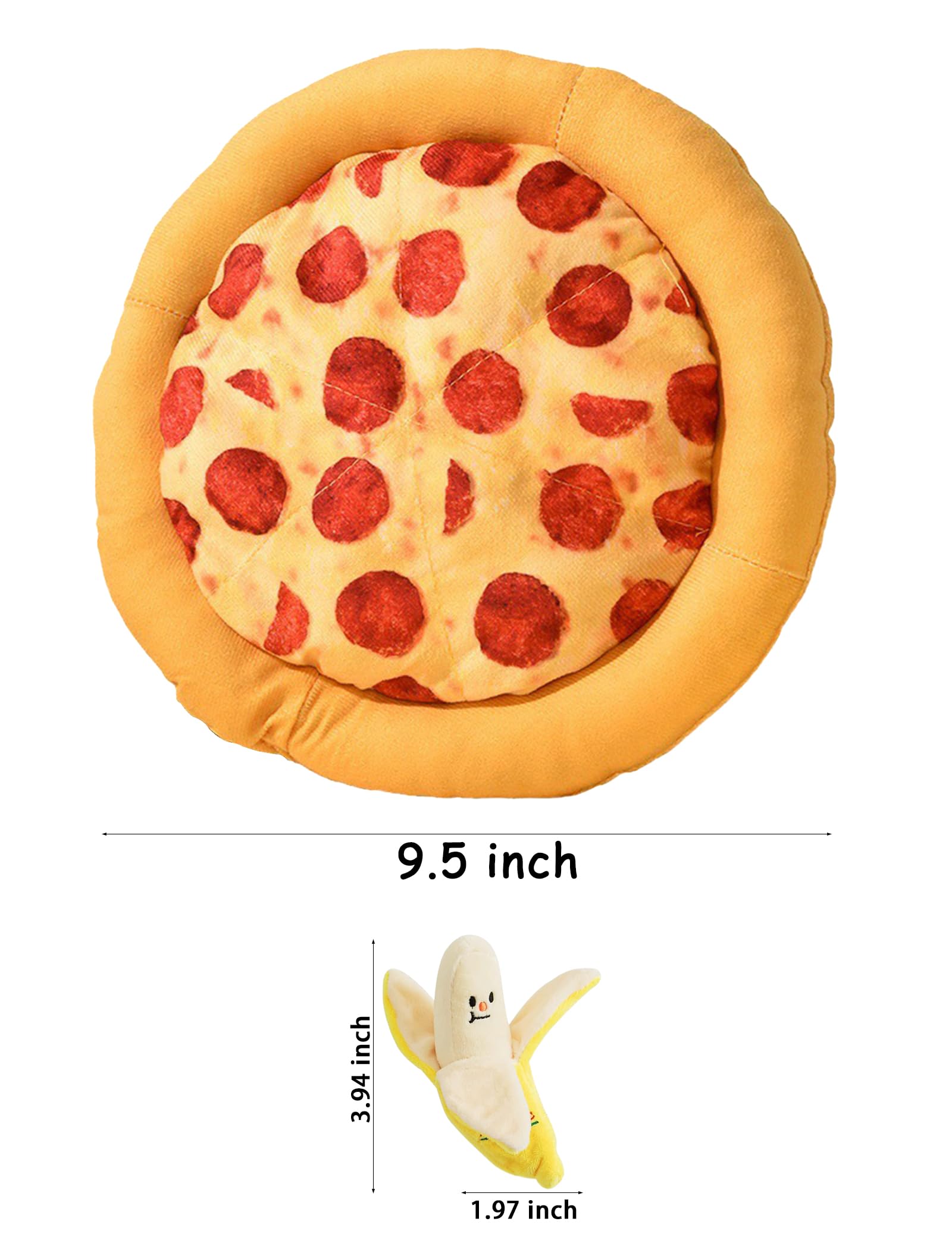 Diyuqishi 2-Pack Puppy Chew Toys - Soft & Sturdy Squeaky Pizza & Banana For Small Dogs, Dental Health, Indoor Playtime Fun (3.9'