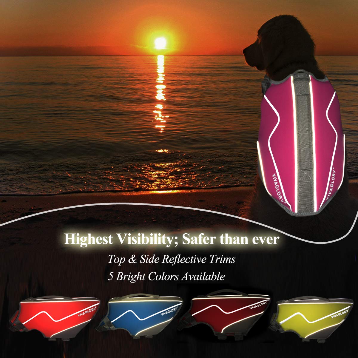 Vivaglory Neoprene Dog Life Jacket Dog Lifejacket For Boating Hunting & Swimming, Lightweight With Leash Ring, S, Pink