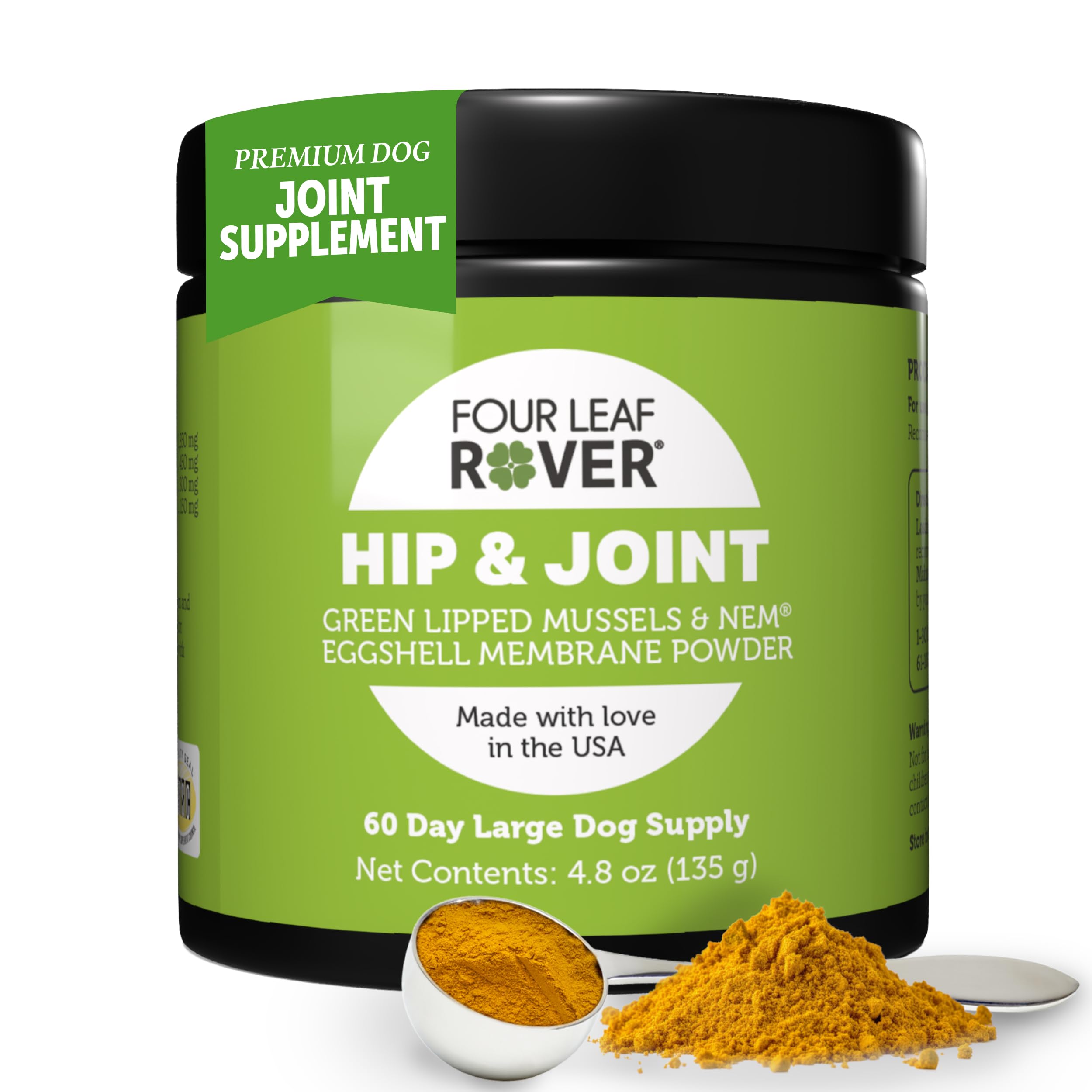 Hip & Joint - Joint Supplement for Dogs with Green Lipped Mussel, Eggshell Membrane and Curcumin - Veterinarian Formulated - 60 