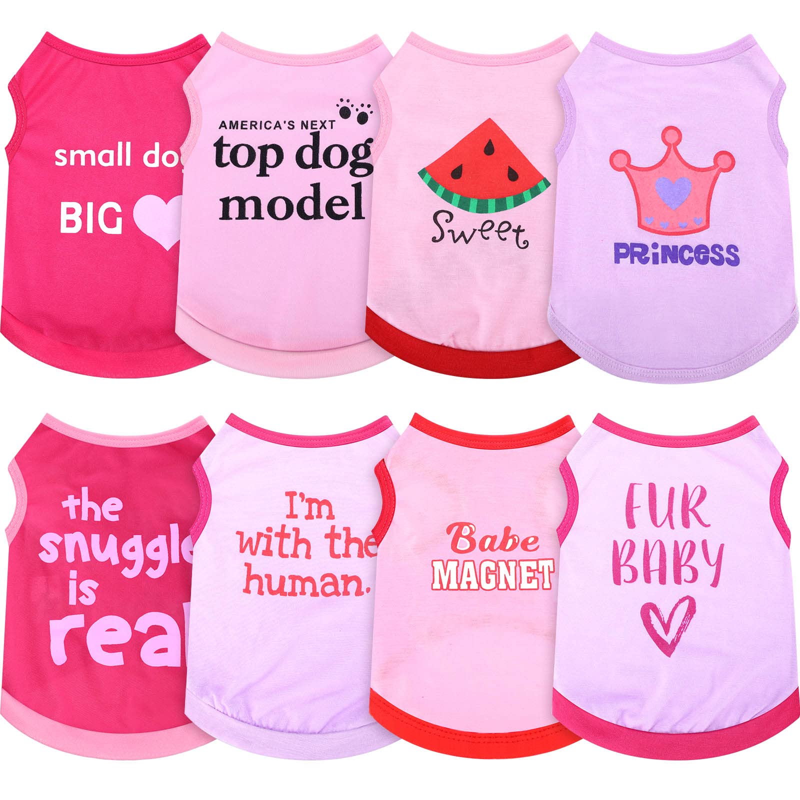 8 Pieces Pet Shirts Printed Puppy Soft Pullover Dog T Shirts Cute Sweatshirts Valentine'S Day Puppy Girl Clothes Dog Outfits Small Dog For Pet Cats (Cute Pattern,Size S)
