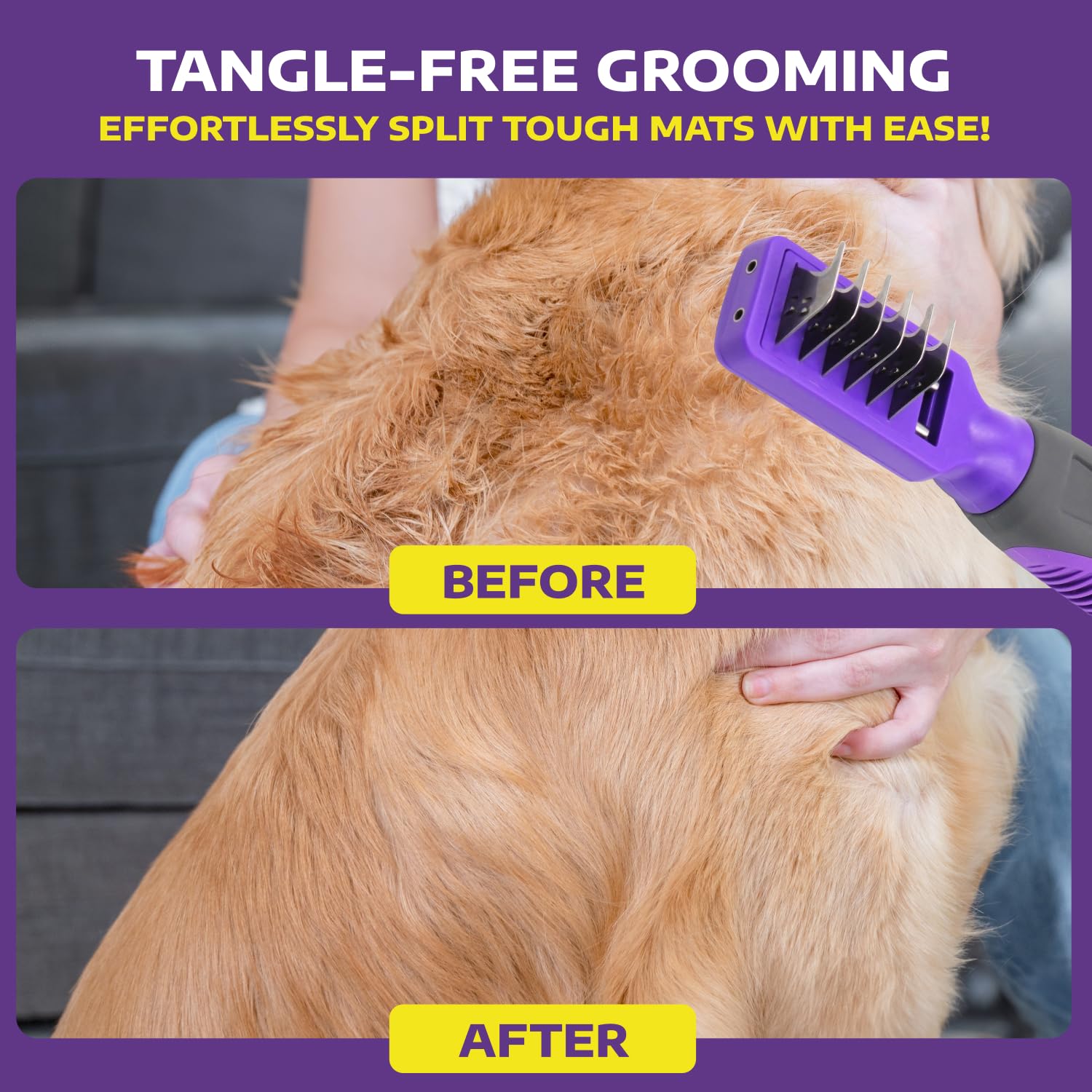 Hertzko Dog Mat Remover - Grooming Comb, Mat Remover For Cats, Dogs, Small Animals - Dematting Tool, Dog Knot Remover Brush For Long Haired Dogs, Short Haired Dogs, And Rabbit Bedding (Small)