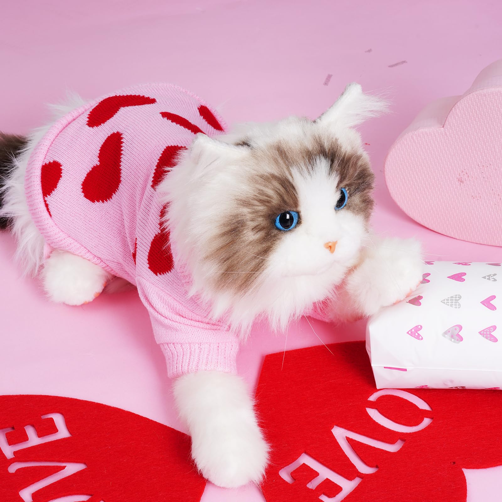 Pistha Pet Sweater Dog Heart Sweater Cute Puppy Cat Knitted Sweater Warm Winter Apparel Dog Holiday Clothes For Small Dogs Cats(