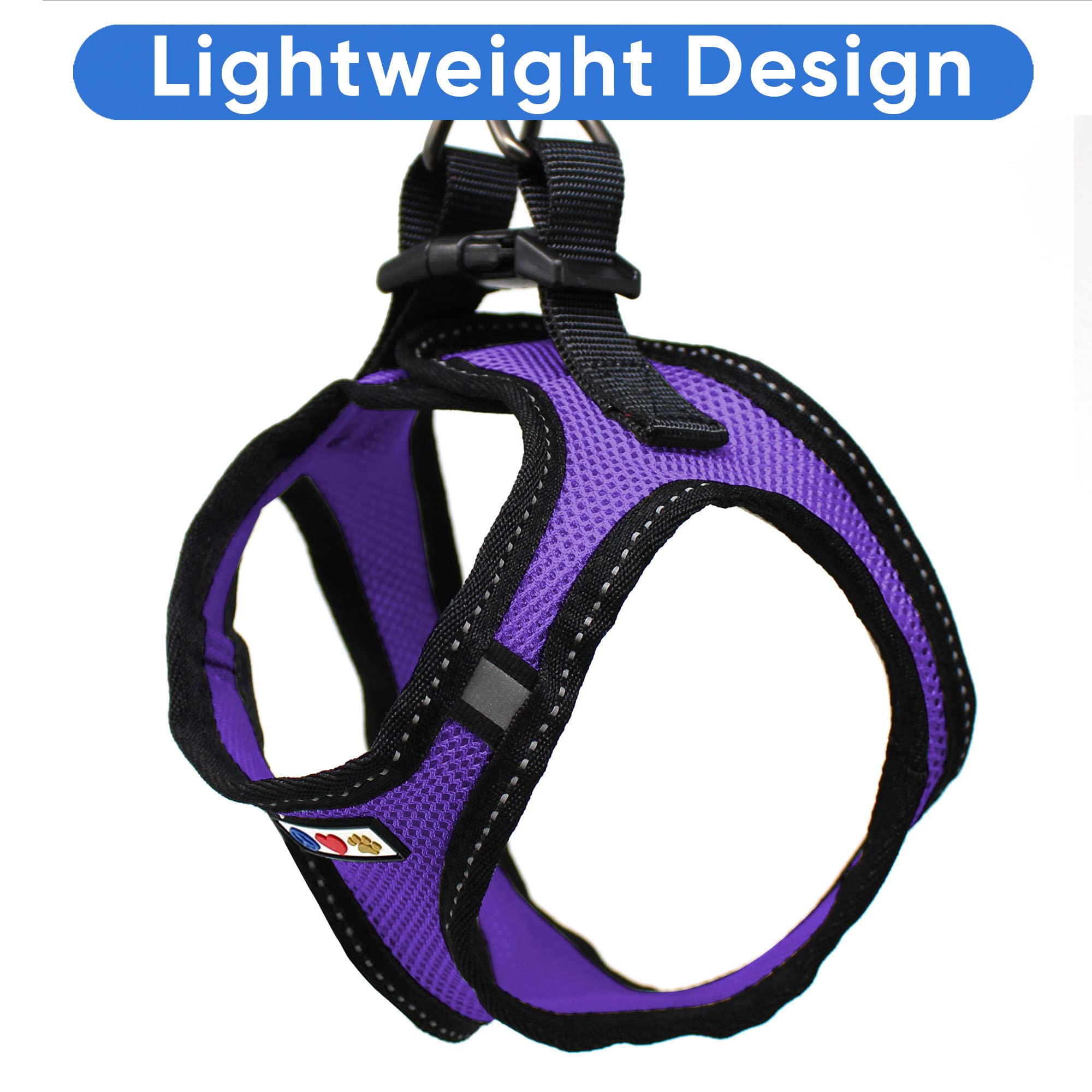 Pawtitas Adjustable Mesh Reflective Dog Harness Xl Purple