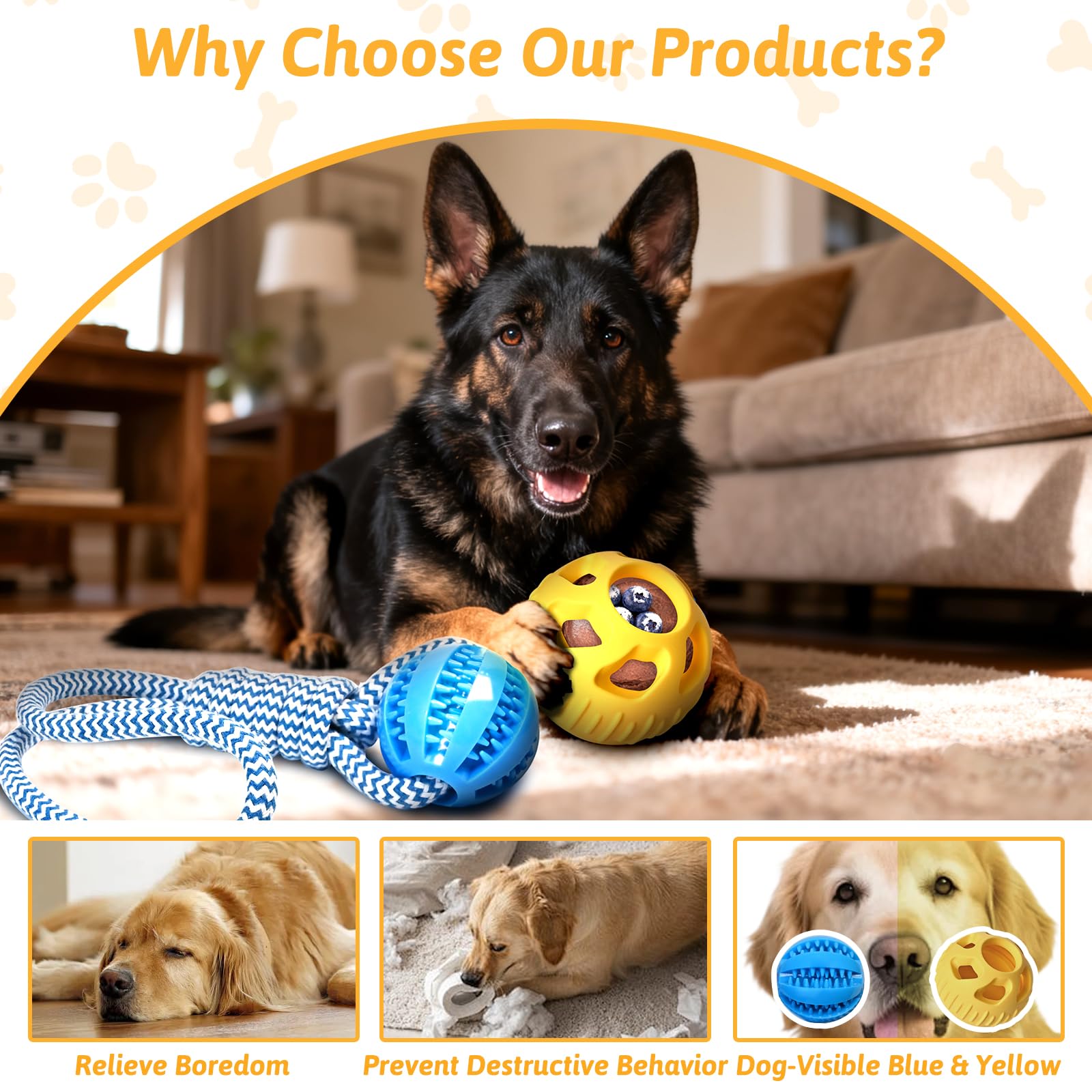MASHDE Treat Dispensing Dog Toys & Dog Puzzle Toy to Keep Them Busy, Bite and Brush Dental Toy for Medium Large Dogs Bathing Gro