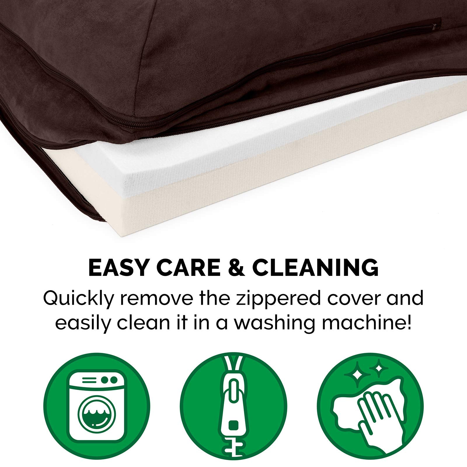 Furhaven Pet Products Two-Tone Faux Fur & Suede Memory Top Deluxe Chaise Lounge Pet Bed For Dogs & Cats - Espresso, Large