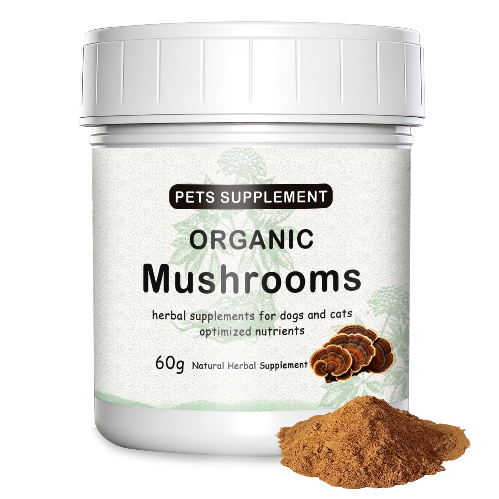 Herbal Turkey Tail Mushroom Powder for Dogs and Cats, Organic Pets Supplement for Cognitive and Immune, Blood Support for Lumps 