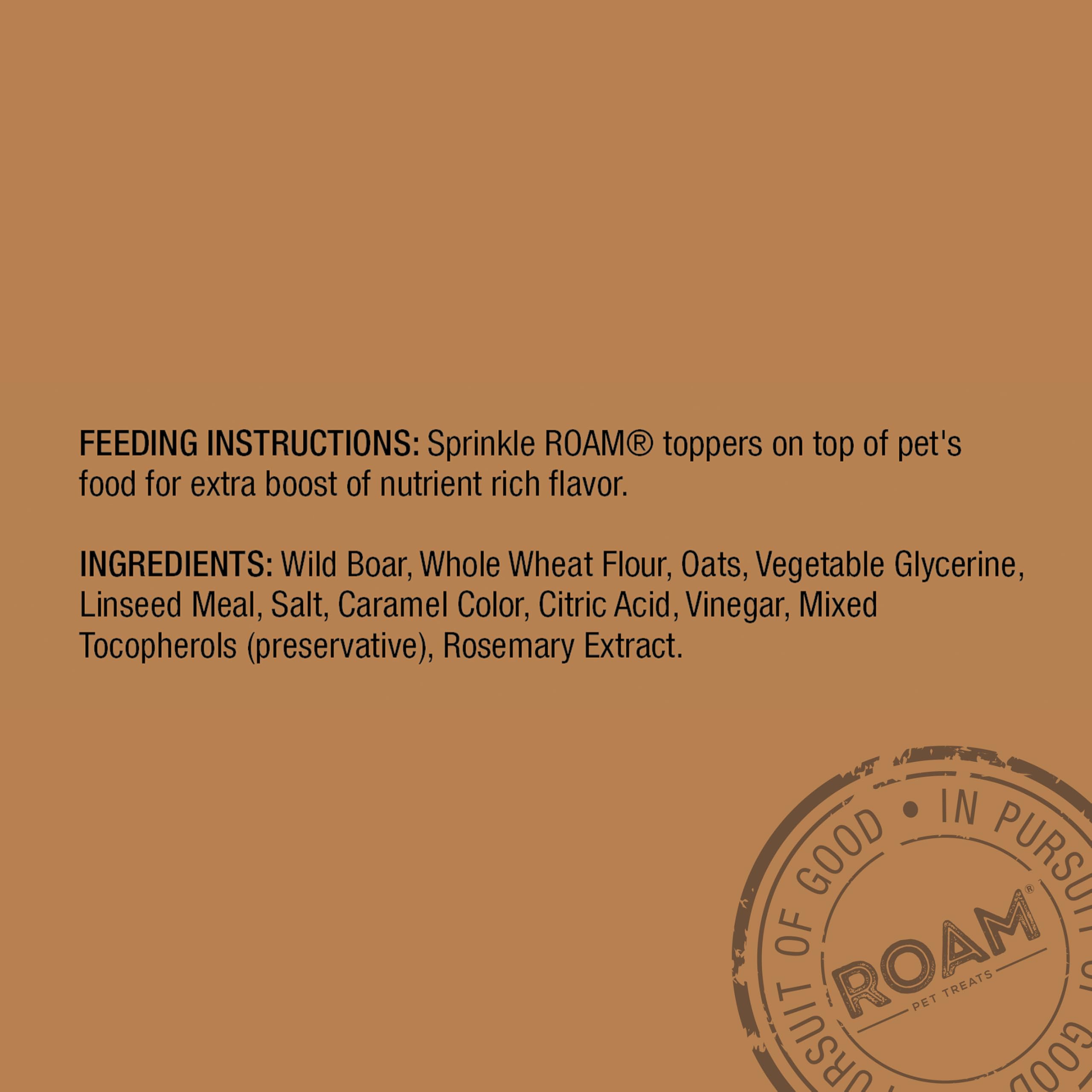 ROAM Pet Treats Wild Boar Exotic Dog Topper - Single Protein, Sustainably Raised Wild Boar Meat Dog Food Topper - Non-GMO, 4 Oun