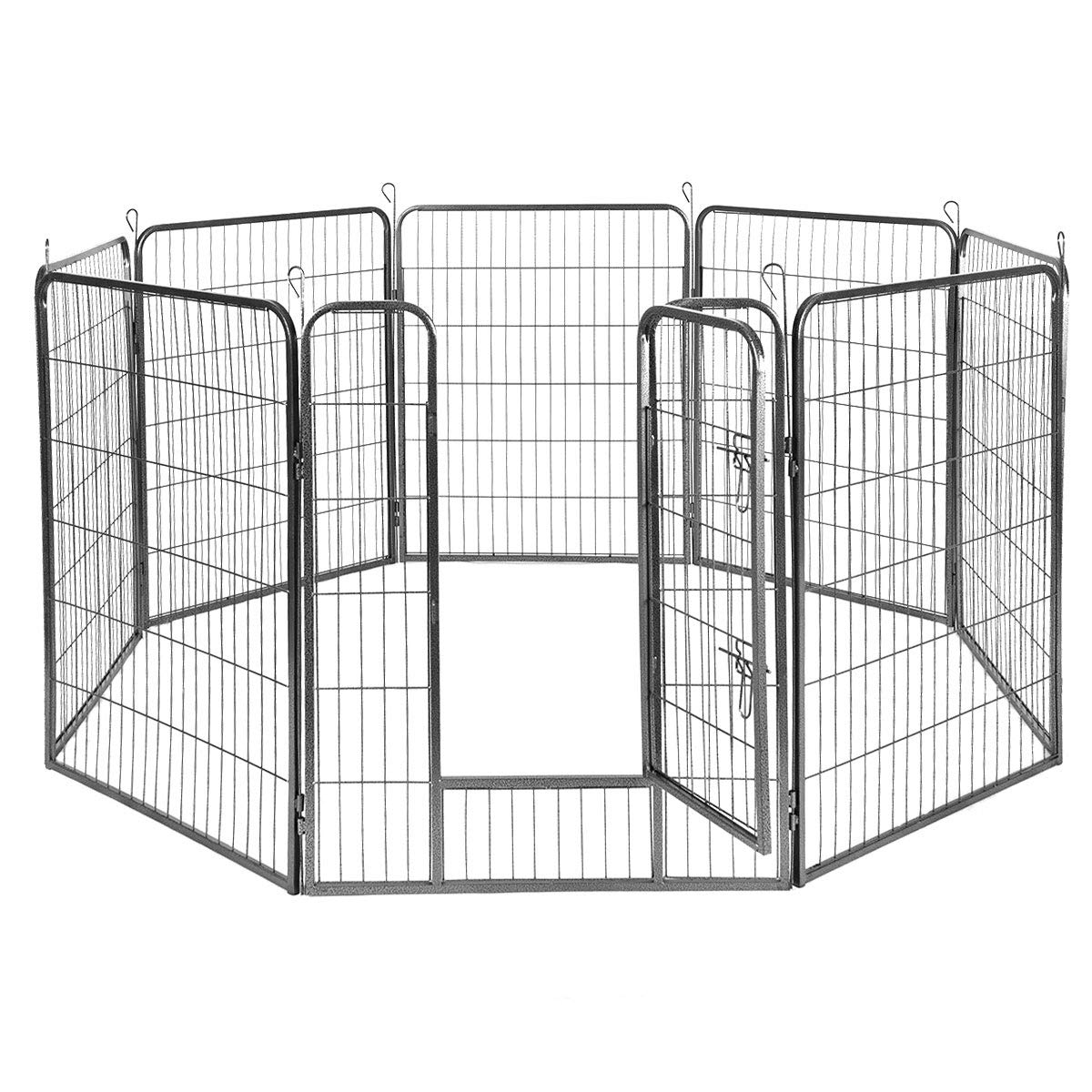 Giantex 40 Inch Dog Fence With Door, 16/8 Panels Dog Playpen For Outside Large Dogs, Portable Pet Playpen Fencing Enclosures, He