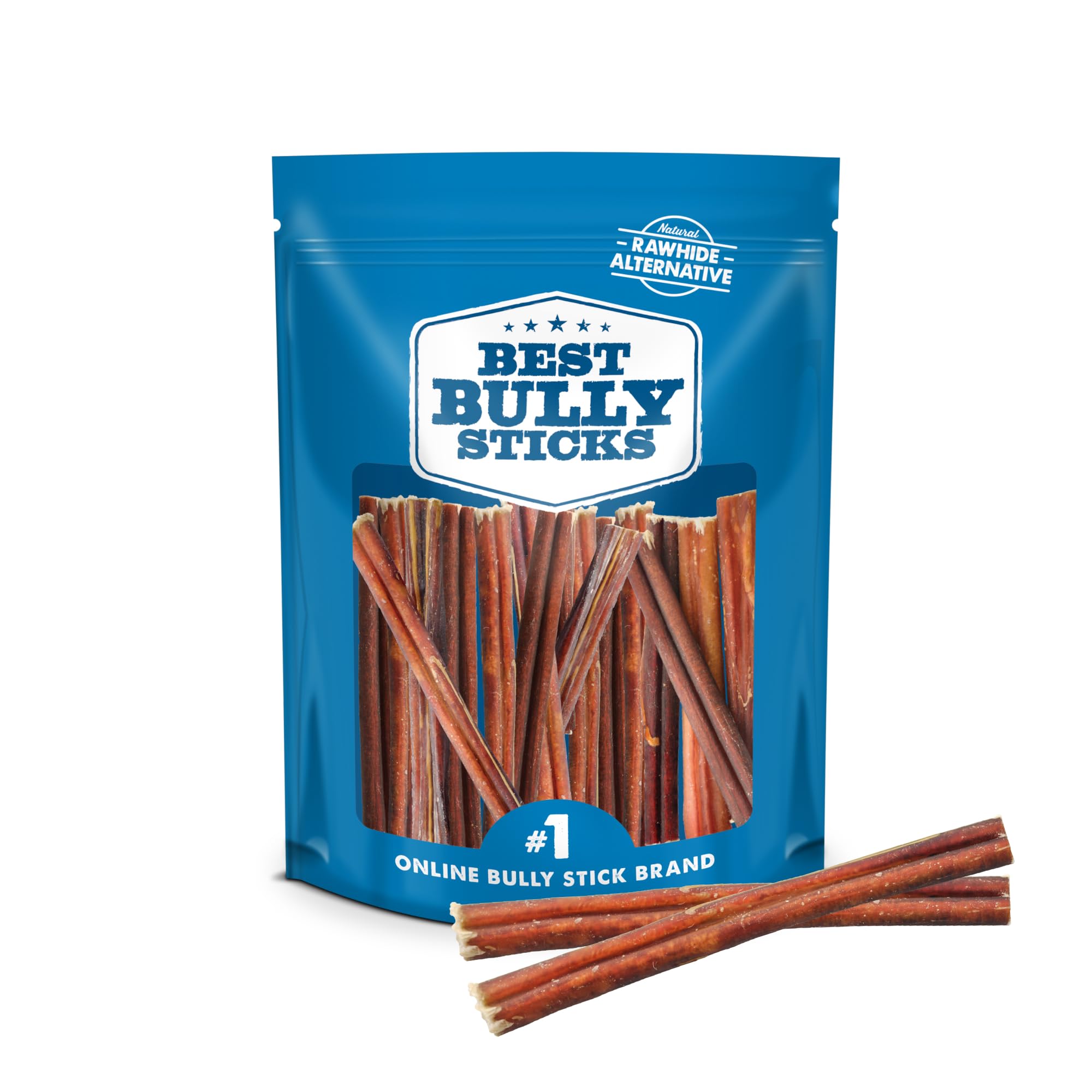 Best Bully Sticks 6 Inch Odor Free Bully Sticks for Dogs, 20 Pack, Bulk Bag 100% Natural, Grass-Fed Beef, Digestible Bully Bones