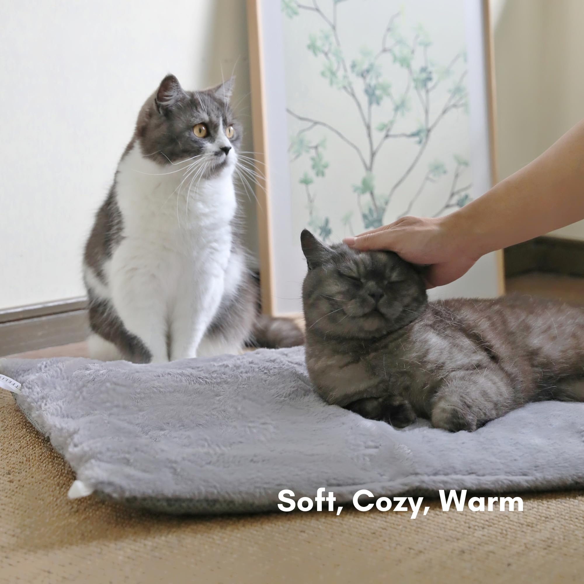 Petfelix Self Warming Cat Mat, 24'*20' Non-Skid Thermal Pet Mat, Cat Blanket For Indoor Cats, Washable Outdoor Insulation For