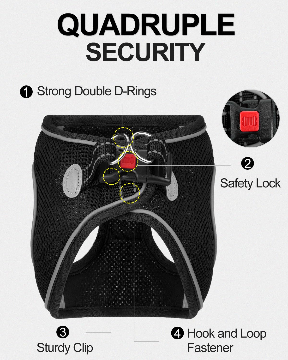 Joytale Step In Dog Harness,12 Colors,Breathable Mesh Vest Harness,Reflective Soft Padded Harnesses For Small And Medium Dogs,Bl