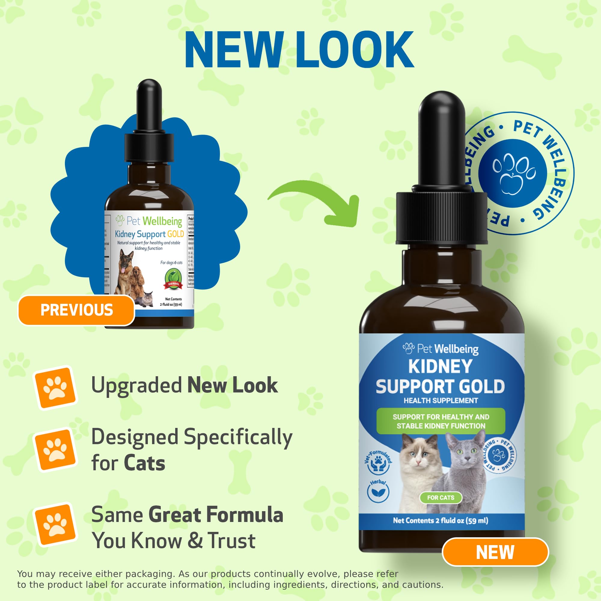 Pet Wellbeing Kidney Support Gold for Cats - Supports Healthy Kidney Function, Fluid Balance, Energy Levels, Rehmannia, Dong Qua