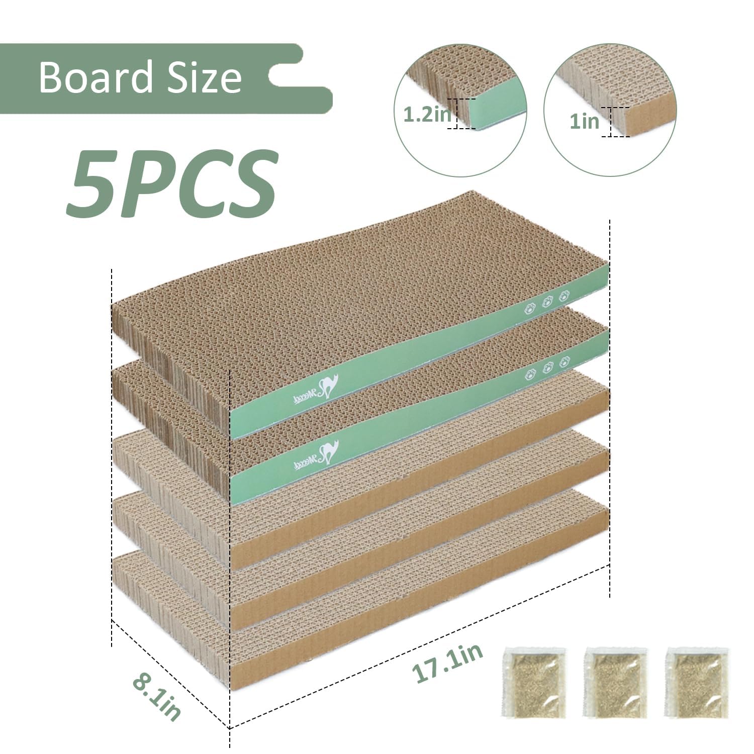 Mecool Cat Scratching Board,5Pc Cat Scratch Pad With Box,Reversible Corrugated Cat Scratcher Cardboard And Lounge Bed For Indoor