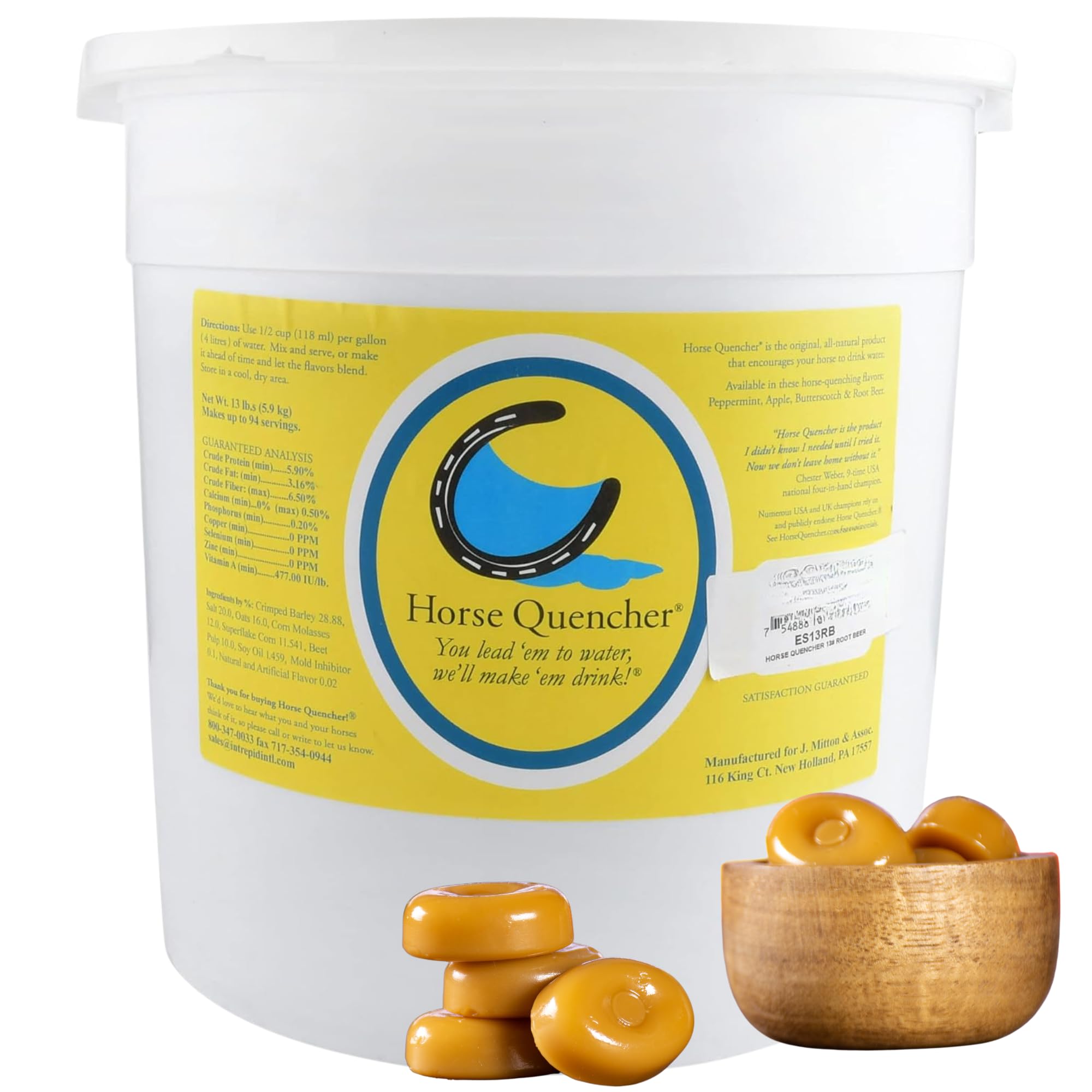 Horse Quenchers Butterscotch Flavored Horse Hydration Supplement, Thirst Quencher for Horses, 13 lbs Pail, All-Natural Grains fo