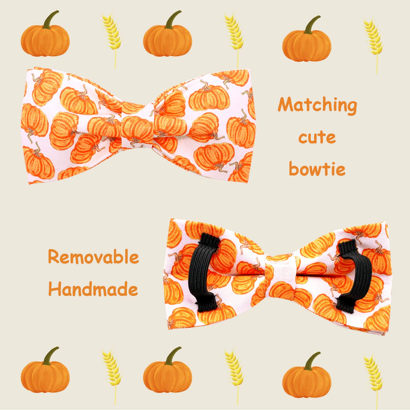 Lionheart Glory Halloween Dog Collars, Bowtie Dog Collar Heavy Duty Adjustable Fall Dog Collar For Medium Dogs Collar Dog Bow Fe