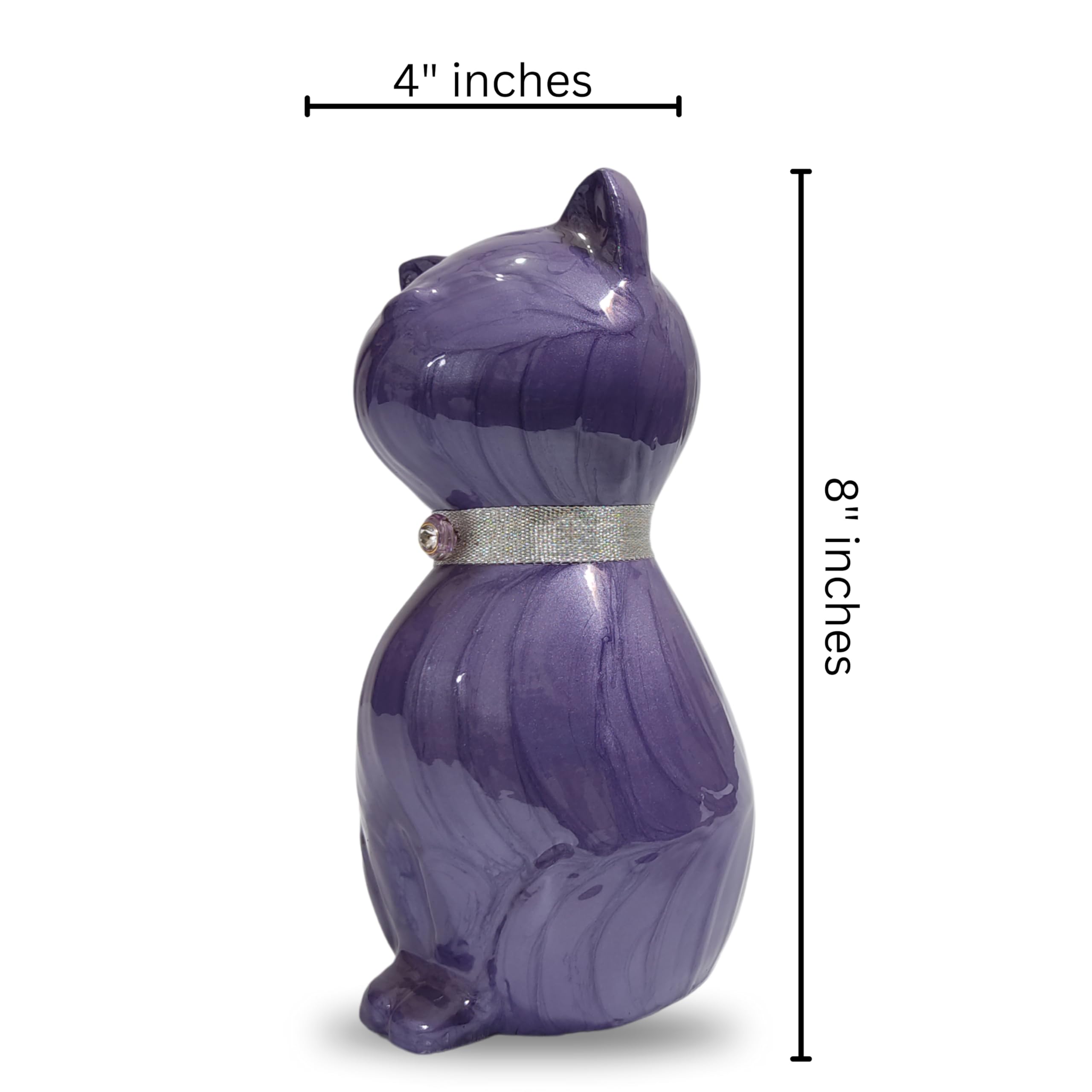 Beautiful Cat Memorial Keepsake - Purple, Black Finish Urn - 42 Cubic Inch Capacity