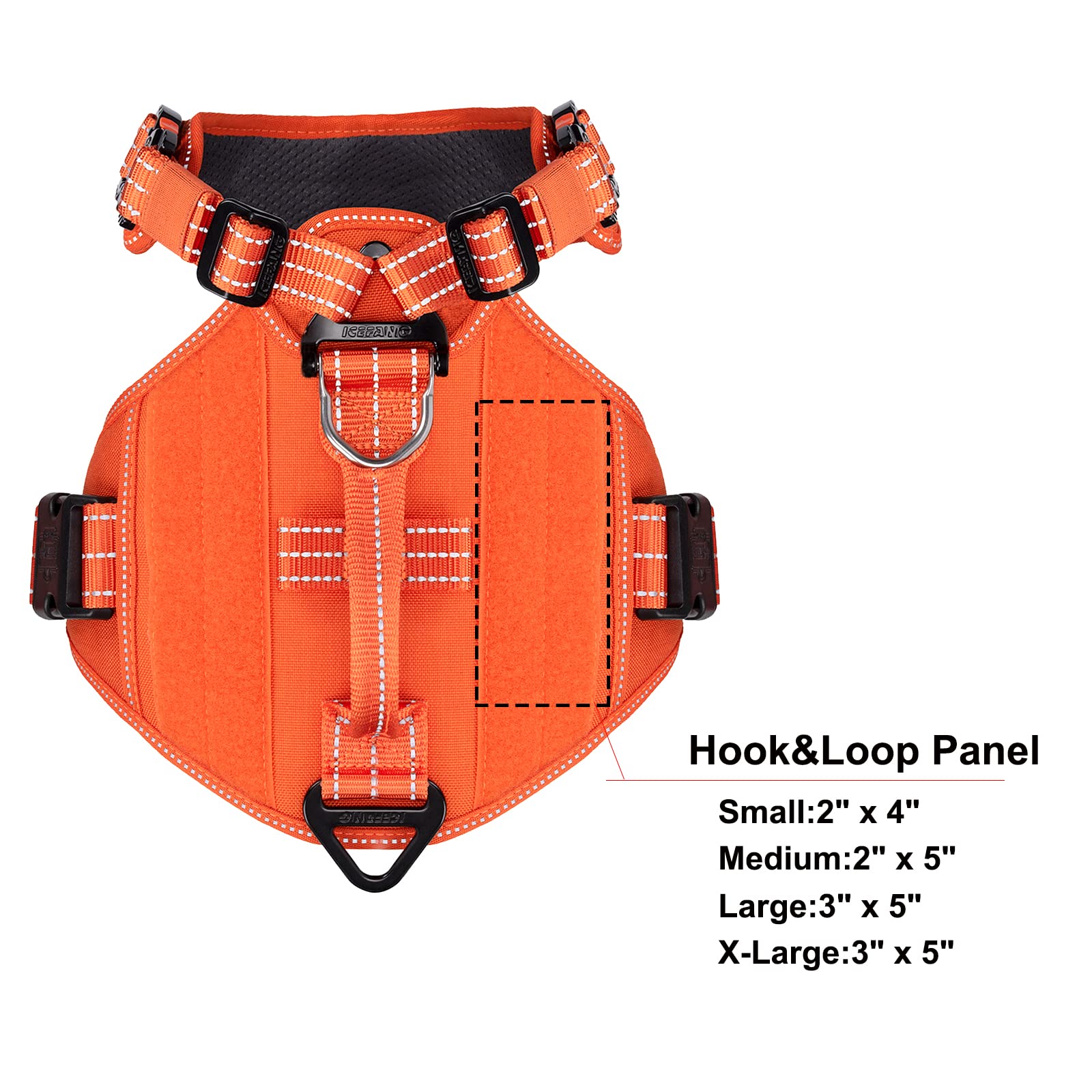 ICEFANG Tactical Dog Harness, Reflective, No-Pull, Adjustable, Medium, Orange, Model n8
