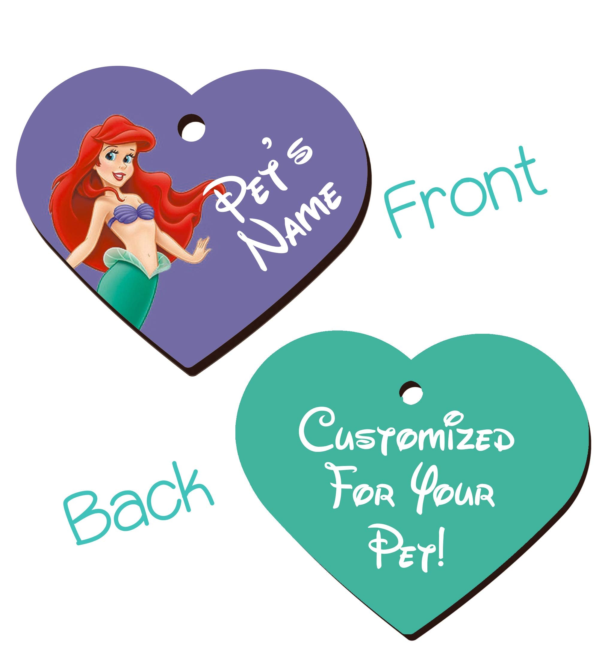 Udesignusa Double Sided Pet Id Tags For Dogs & Cats Personalized For Your Pet (Ariel, Heart Shaped)