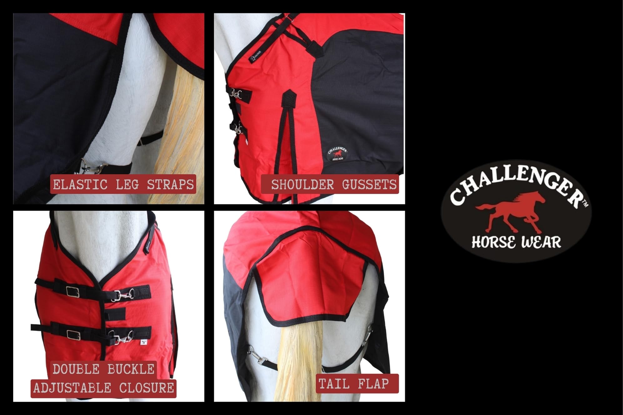Challenger 80'' 1200D Turnout Waterproof Fleece Lined Medium Winter Blanket Sheet 386Lg