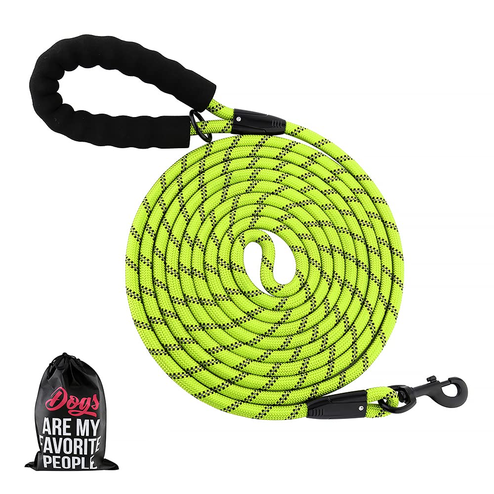 Plutus Pet Long Rope Dog Leash, With Comfortable Padded Handle, Reflective Nylon Heavy Duty Rope Leash, 15Ft 20Ft 30Ft 50Ft 66Ft Dog Training Leash For Small Medium Large Dogs (50Ft, Green)