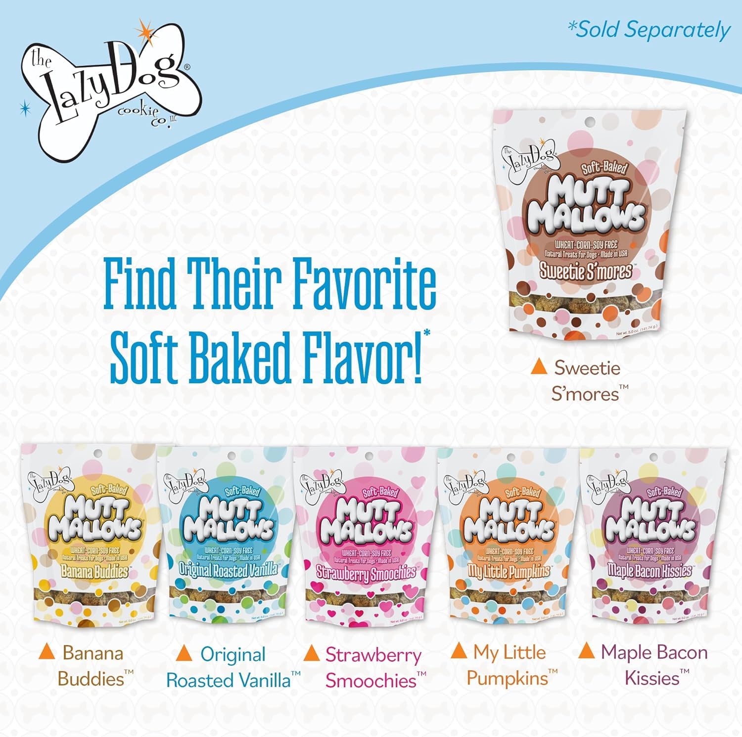 The Lazy Dog Cookie Co. Soft Dog Treats, Mutt Mallows Roasted Vanilla, for Small, Medium and Large Dogs, Wheat-Free, Baked in Th