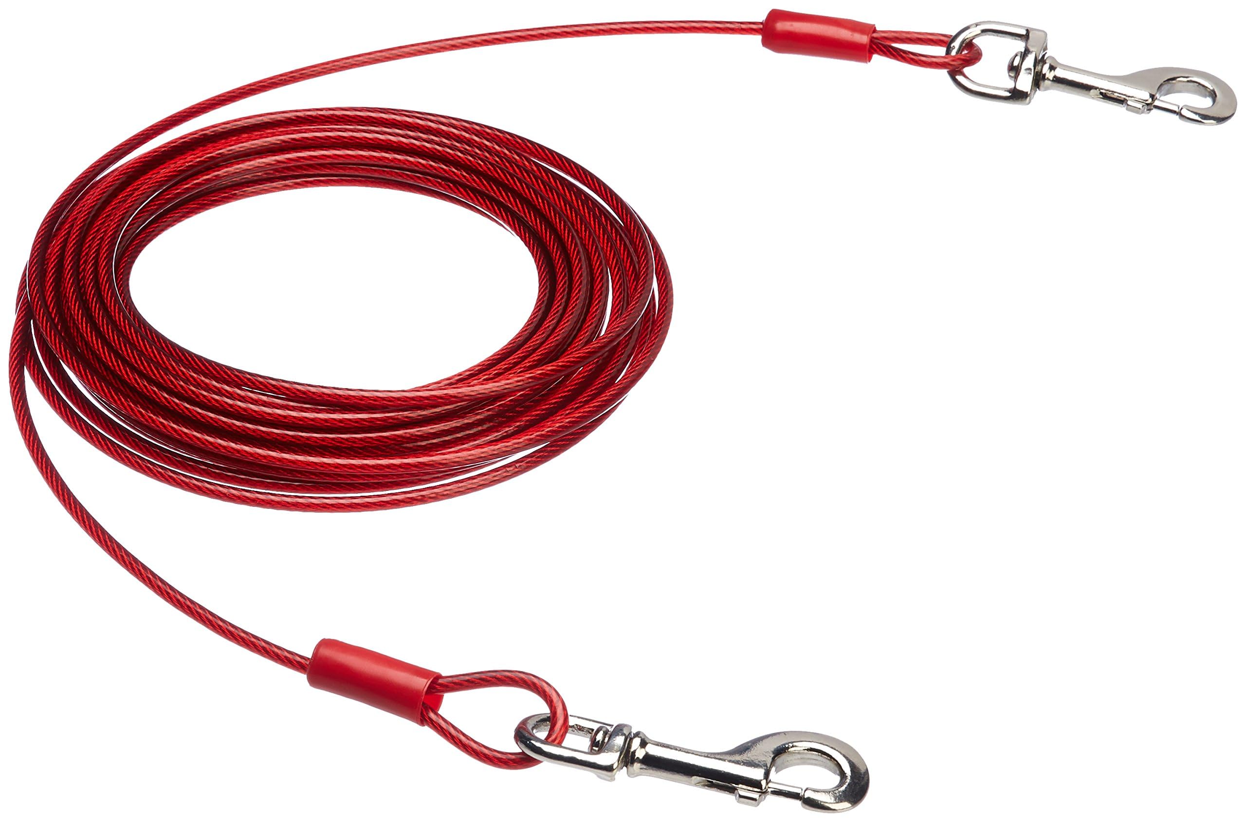 Amazon Basics Tie-Out Cable For Dogs Up To 125 Lb/30 (Pack Of 1), Red