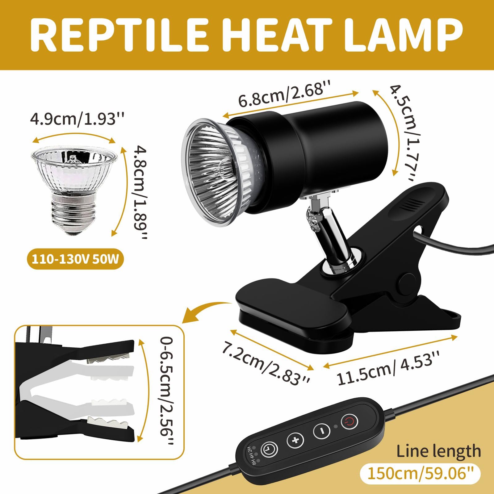 Gozilla Reptile Heat Lamp, Turtle Lamp Timing & Dimming Cycle Timer, Turtle Light 50W Uva/Uvb Reptile Light Bulb For Amphibian A