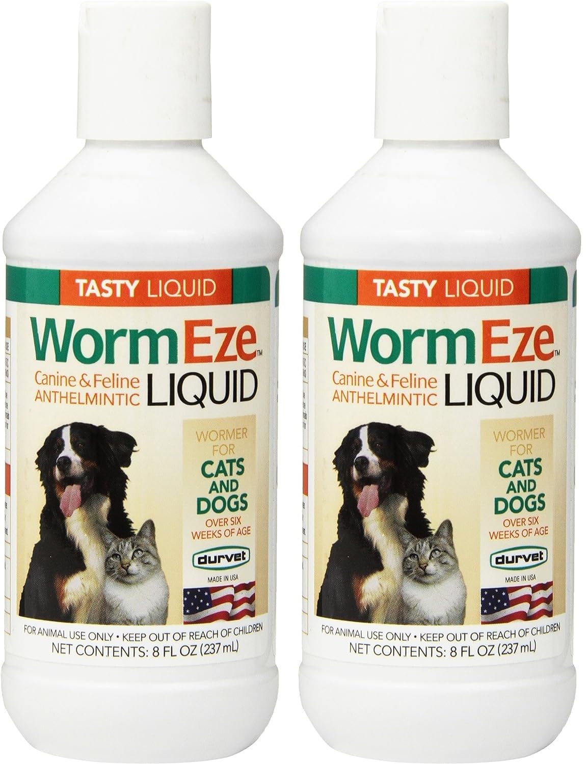 Durvet WormEze Liquid Canine & Feline Antihelmintic, 8 oz (Pack of 2)