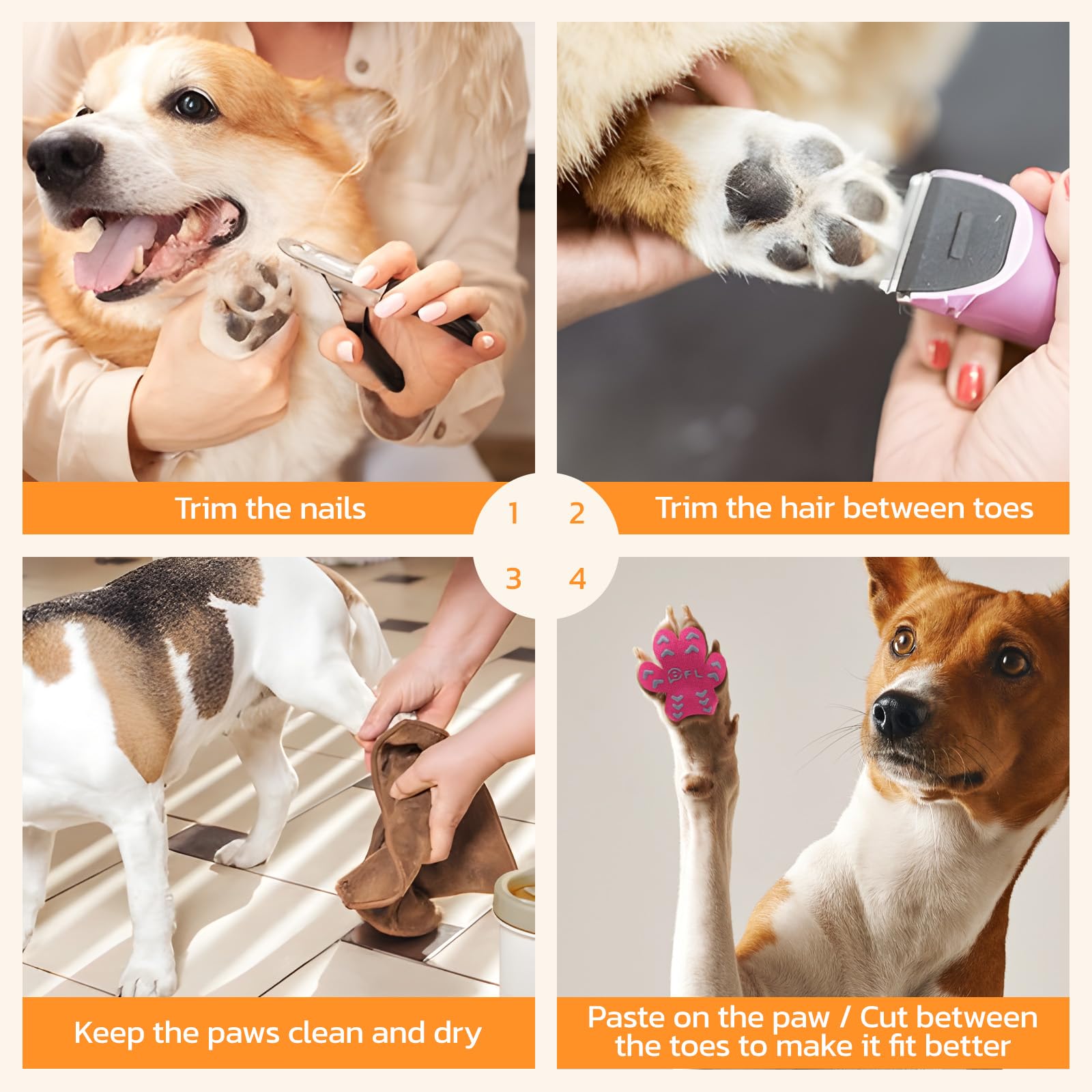 Non-Slip Paw Protector Pads For Senior Dogs, Anti-Slip Rubber Traction Stickers, Help Dogs Walk On Hardwood Floor, Pink 48Pcs, L