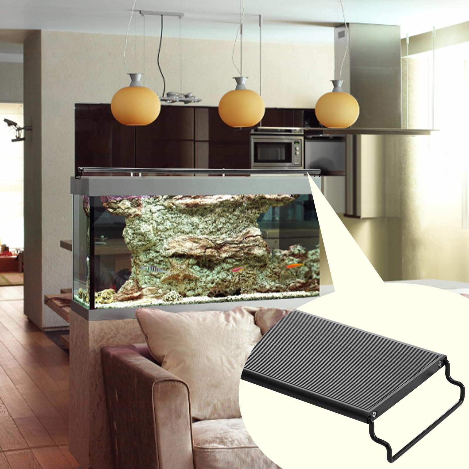 Vevor Aquarium Light With Lcd Monitor, 14W Full Spectrum Fish Tank Light With 24/7 Natural Mode, Adjustable Brightness & Timer -