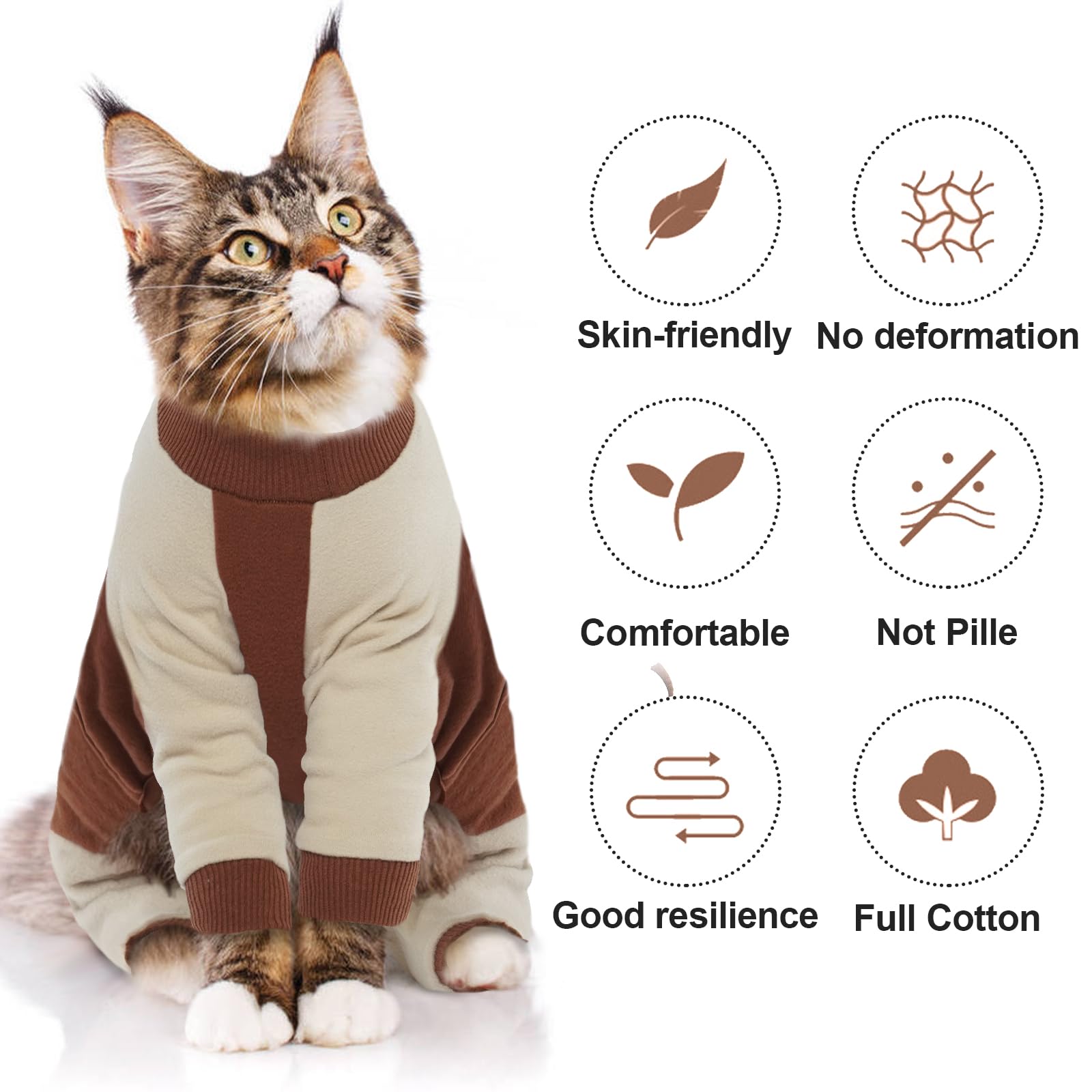 Qbleev Cat Pajamas For Cats Only, Sticky Hair Cat Clothes, Prevent Lost Fur Kitten Onesie Shirts Costumes Outfits For Daily Wear